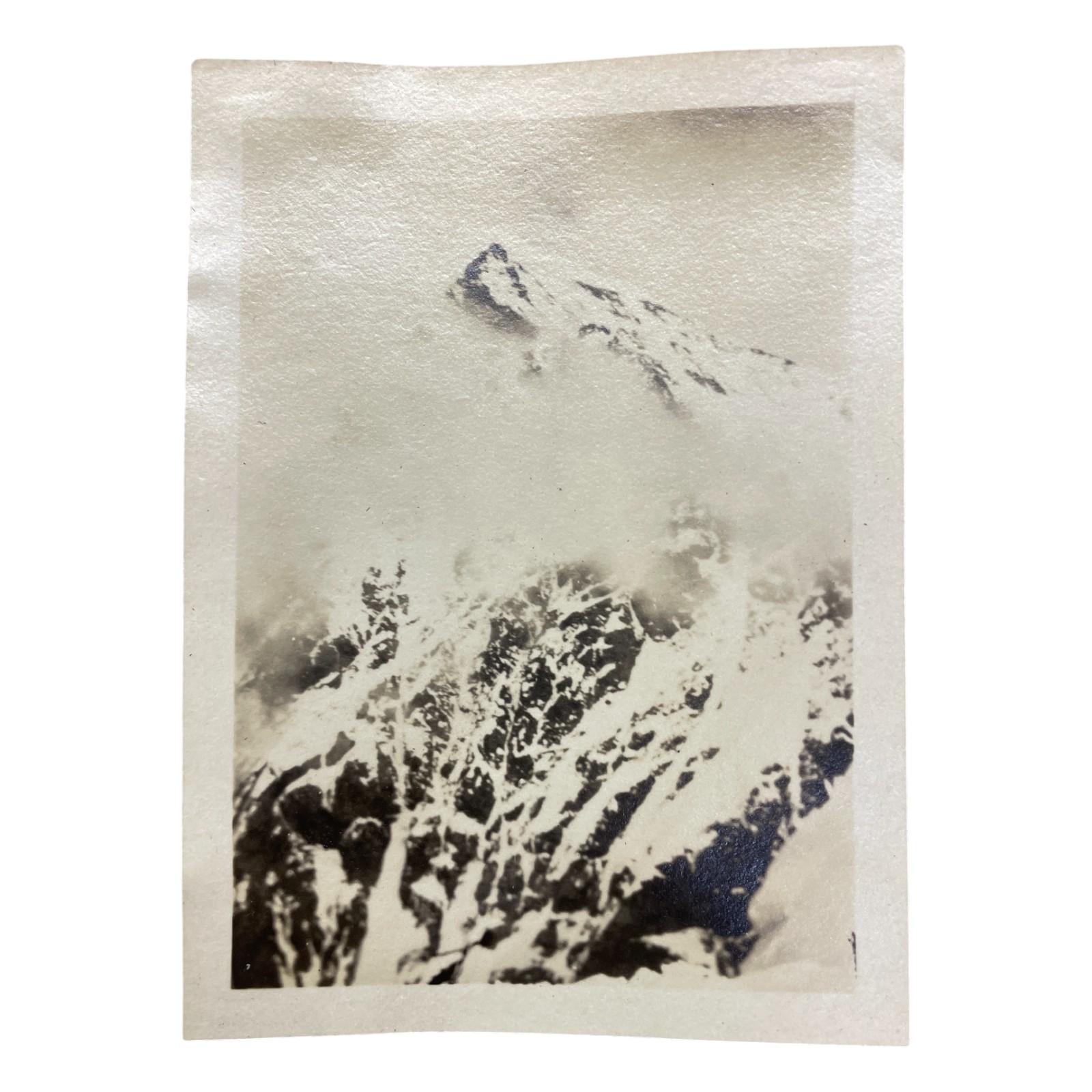 1920s Vtg Alpine Switzerland Photo Snowy Mountain Peak Clouds Dramatic Landscape