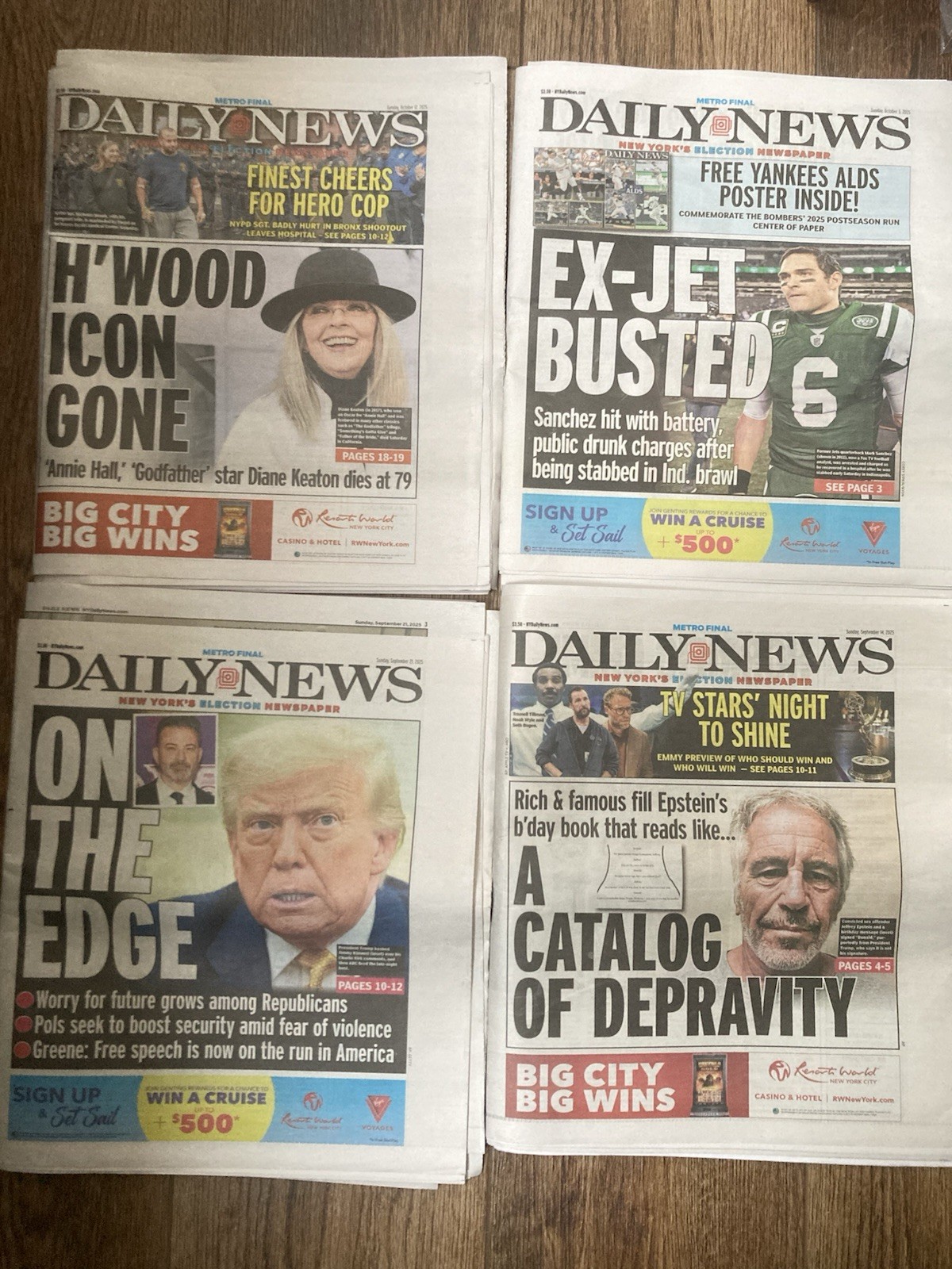 NY Daily News Sunday Newspapers Complete With Advertisement & Comics 2024-2025