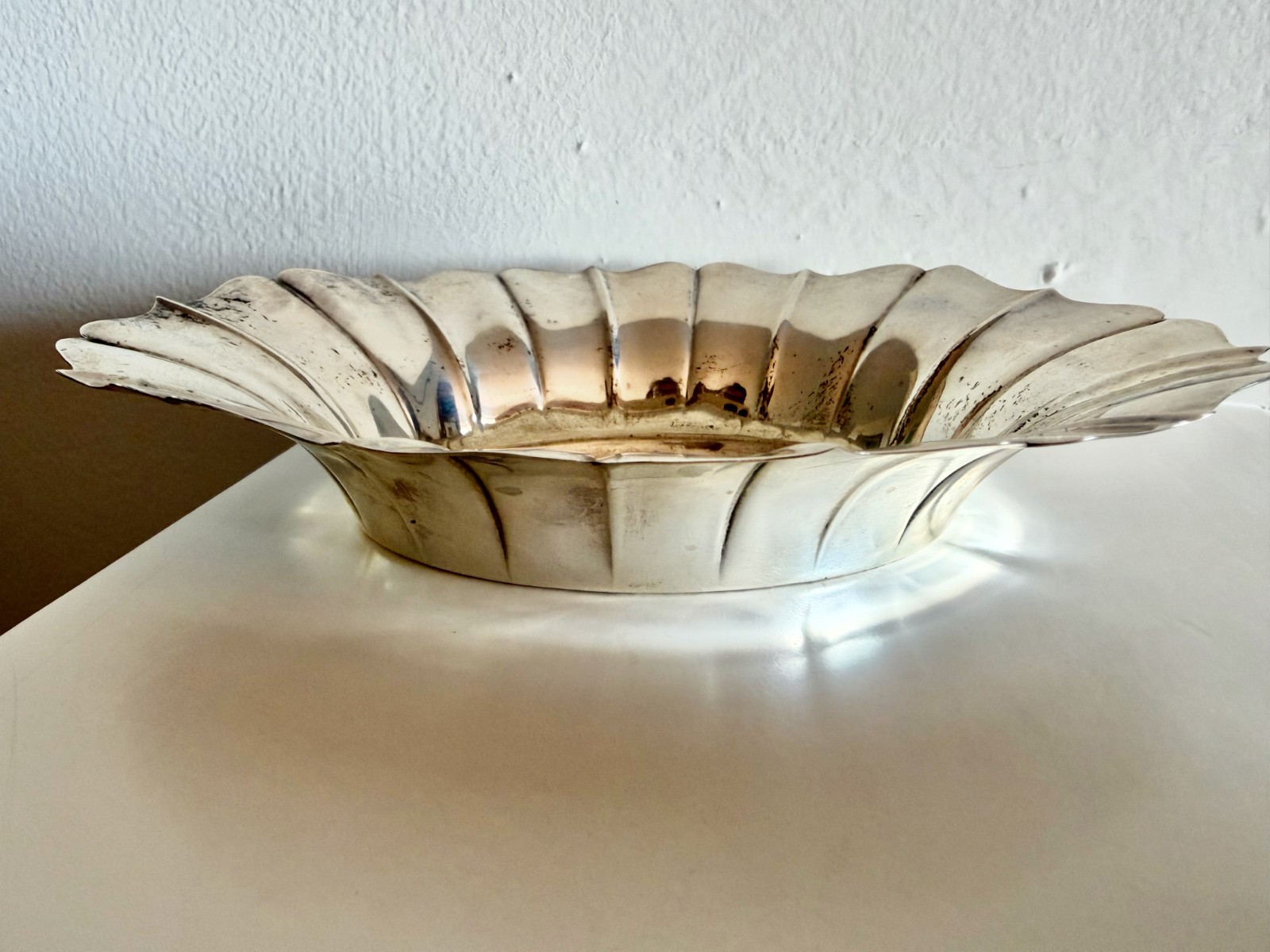 Vintage Wallace Sterling Silver 218 Fluted Oval Candy Dish Not Weighted 78g