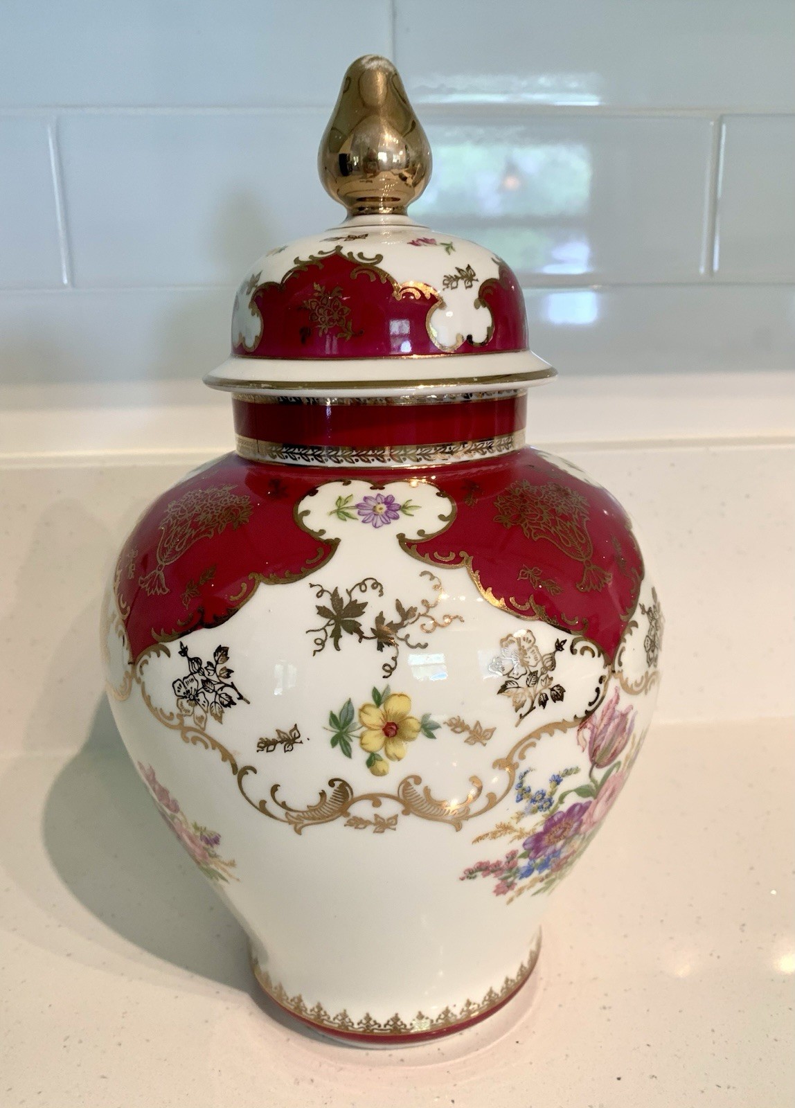 Antique FBS Czechoslovakia Ginger Jar Bohemian Porcelain 1920s-30s 10.5 Inch  *