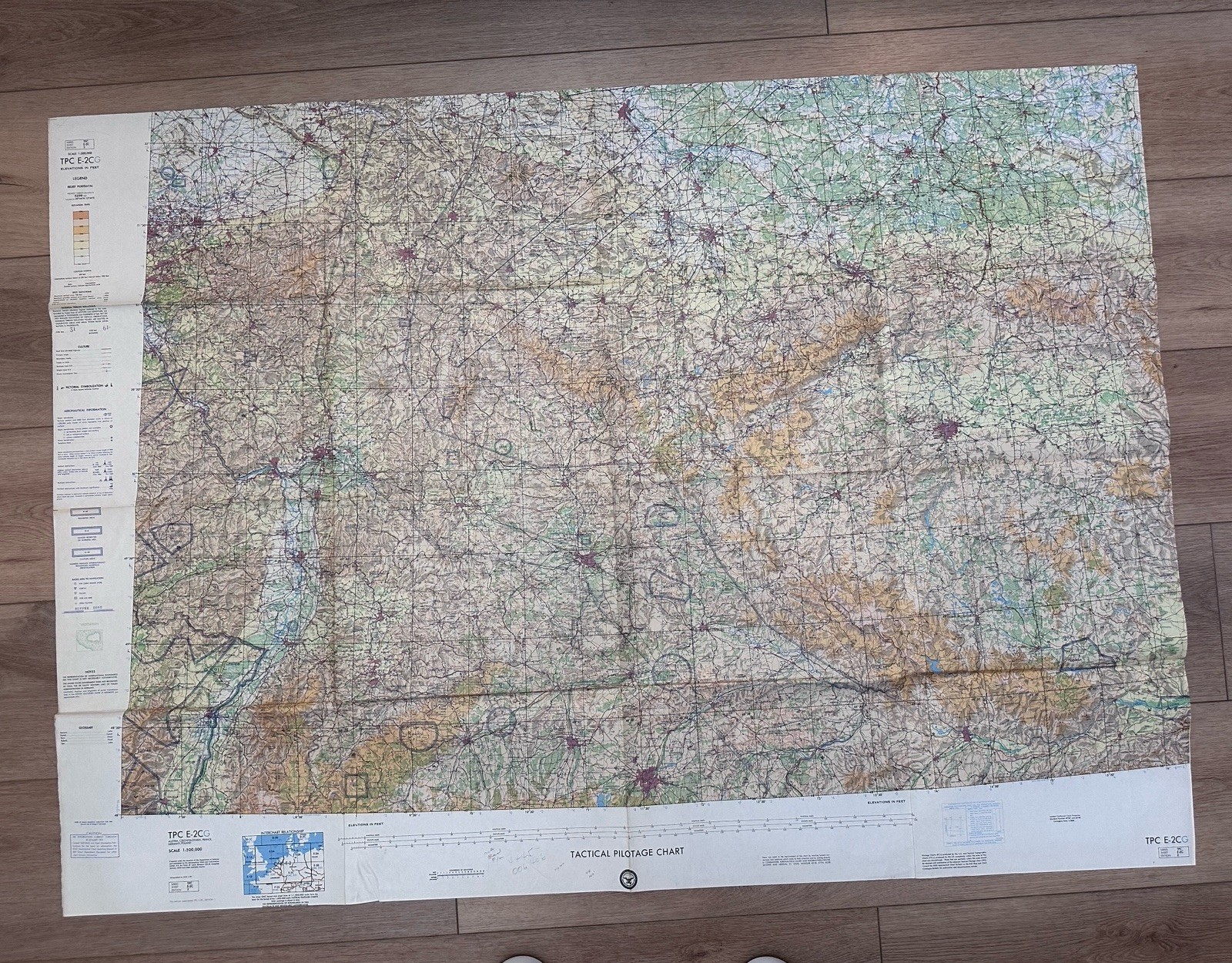 1970 USAF Tactical Pilotage Chart Germany Prague Munich Cold War Map TPC E-2C