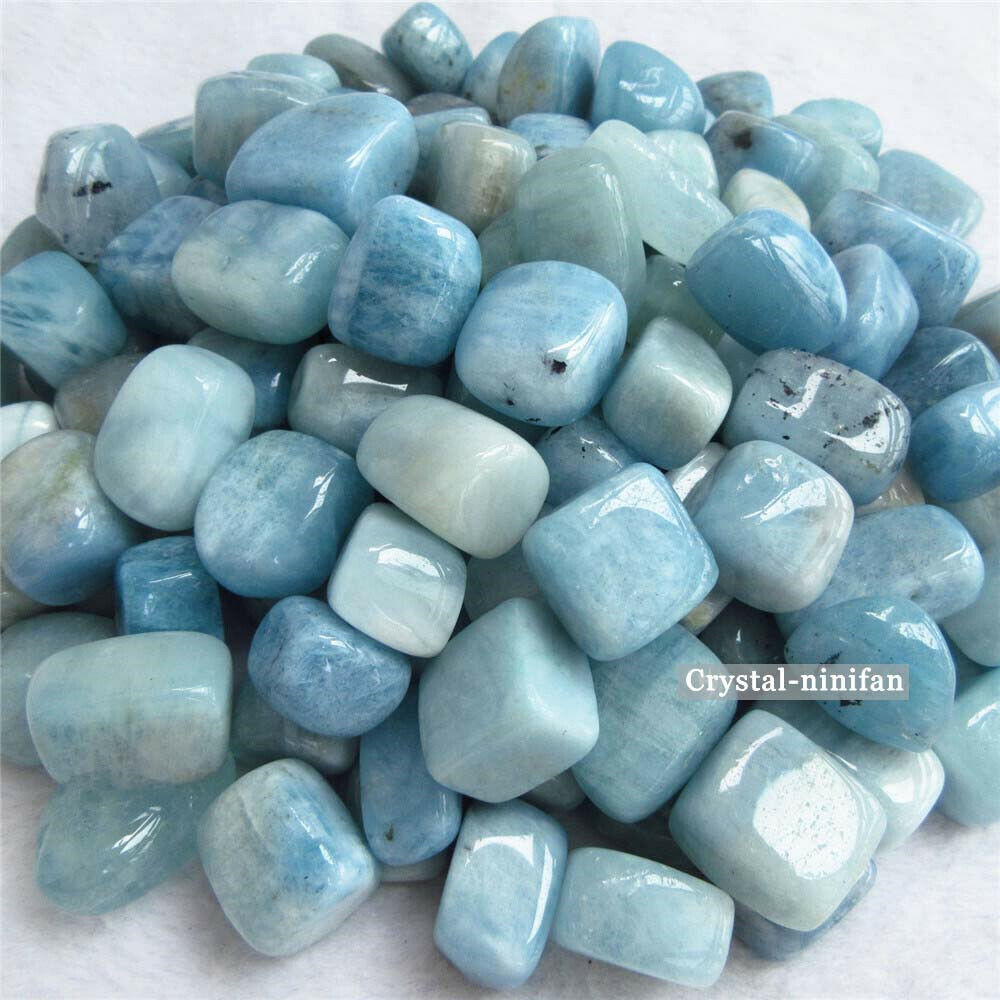 1/2lb 12-18PCS Natural Tumbled Blue Aquamarine Quartz Crystal Bulk Stones Reiki