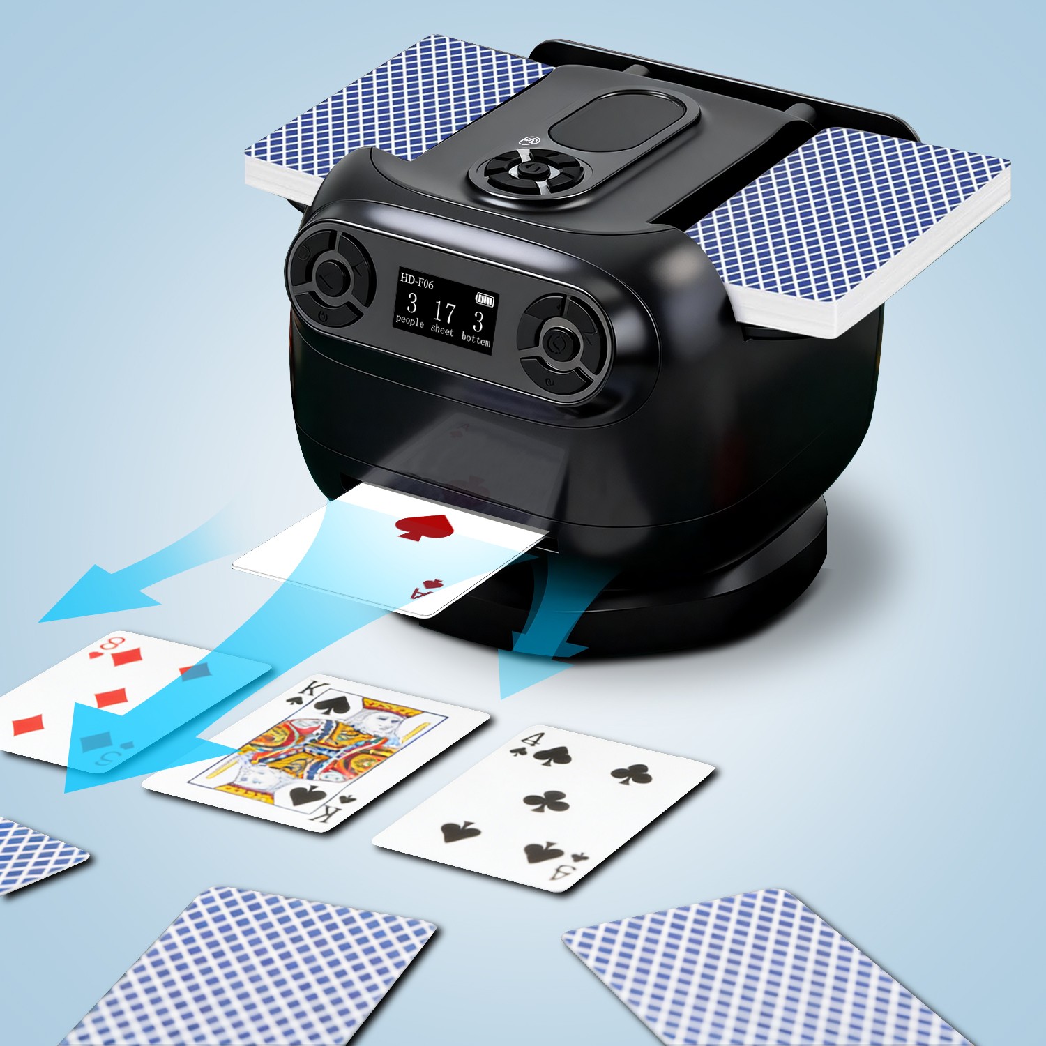Automatic Card Shuffler and Dealer 2 in 1 360° Rotating Card Shuffle + Deal
