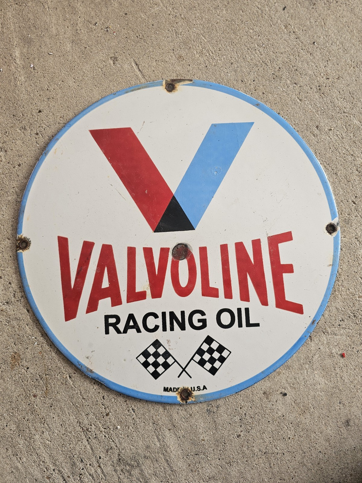 OLD VINTAGE 1950\'S VALVOLINE RACING OIL PORCELAIN GAS PUMP 12\