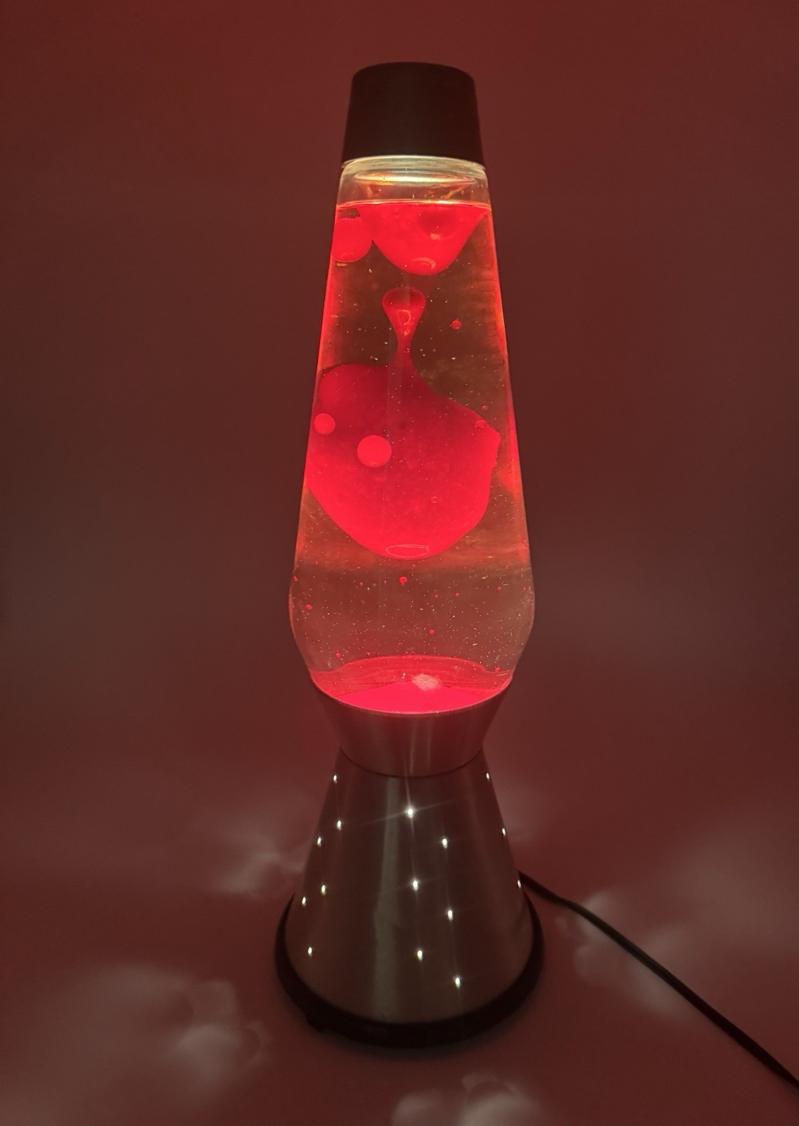 Vtg 70s Lava Lamp Lite STARLIGHT Red Lava Gold Base LAVA WORKS Retro Groovy Cool