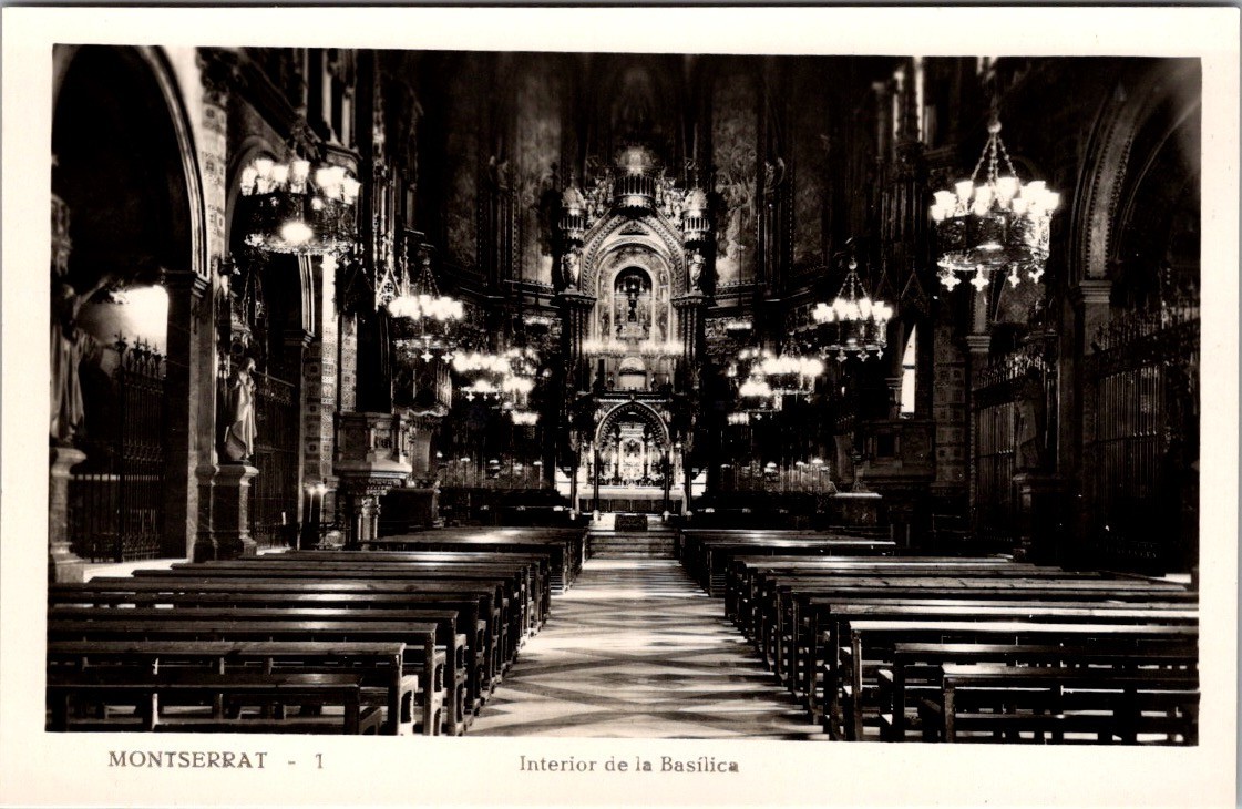 Montserrat Basilica Interior Vintage Soberanas Postcard No. 1 [AA]