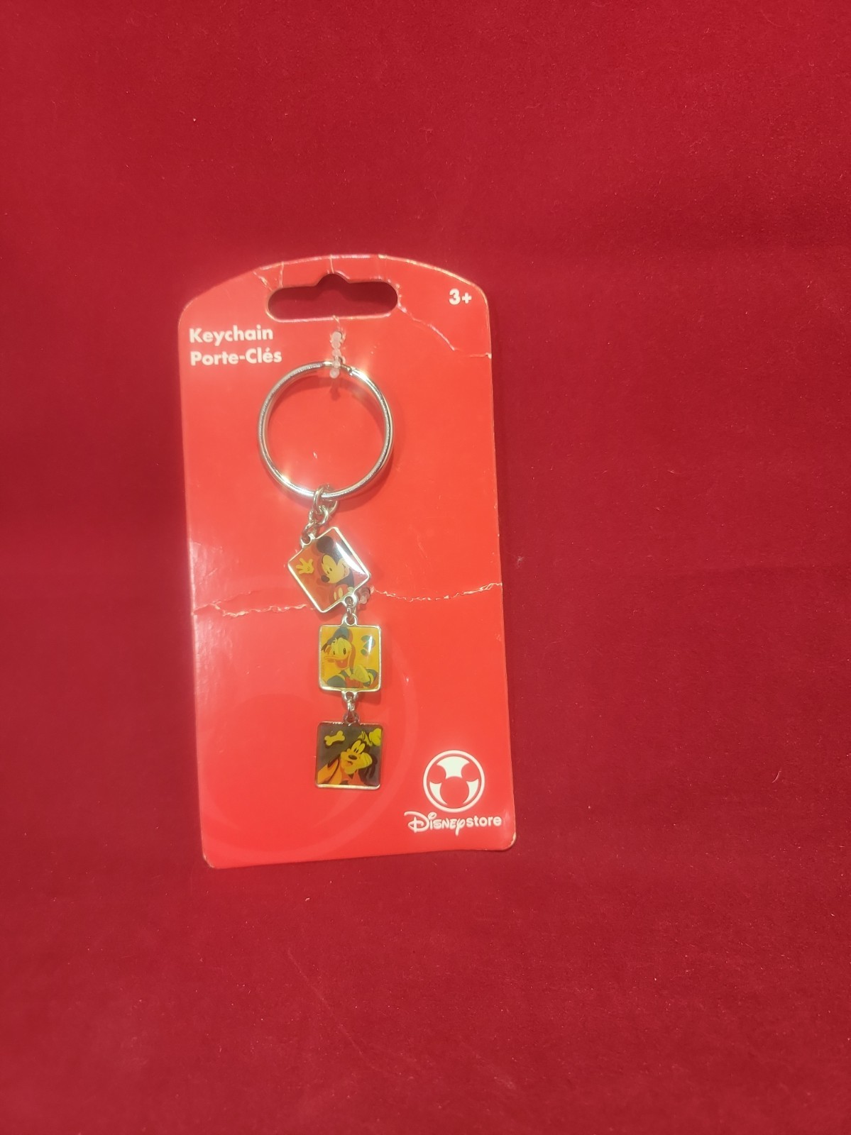 Vintage Disney Store Mickey Donald Goofy Enamel Charm Keychain New On Card NOS