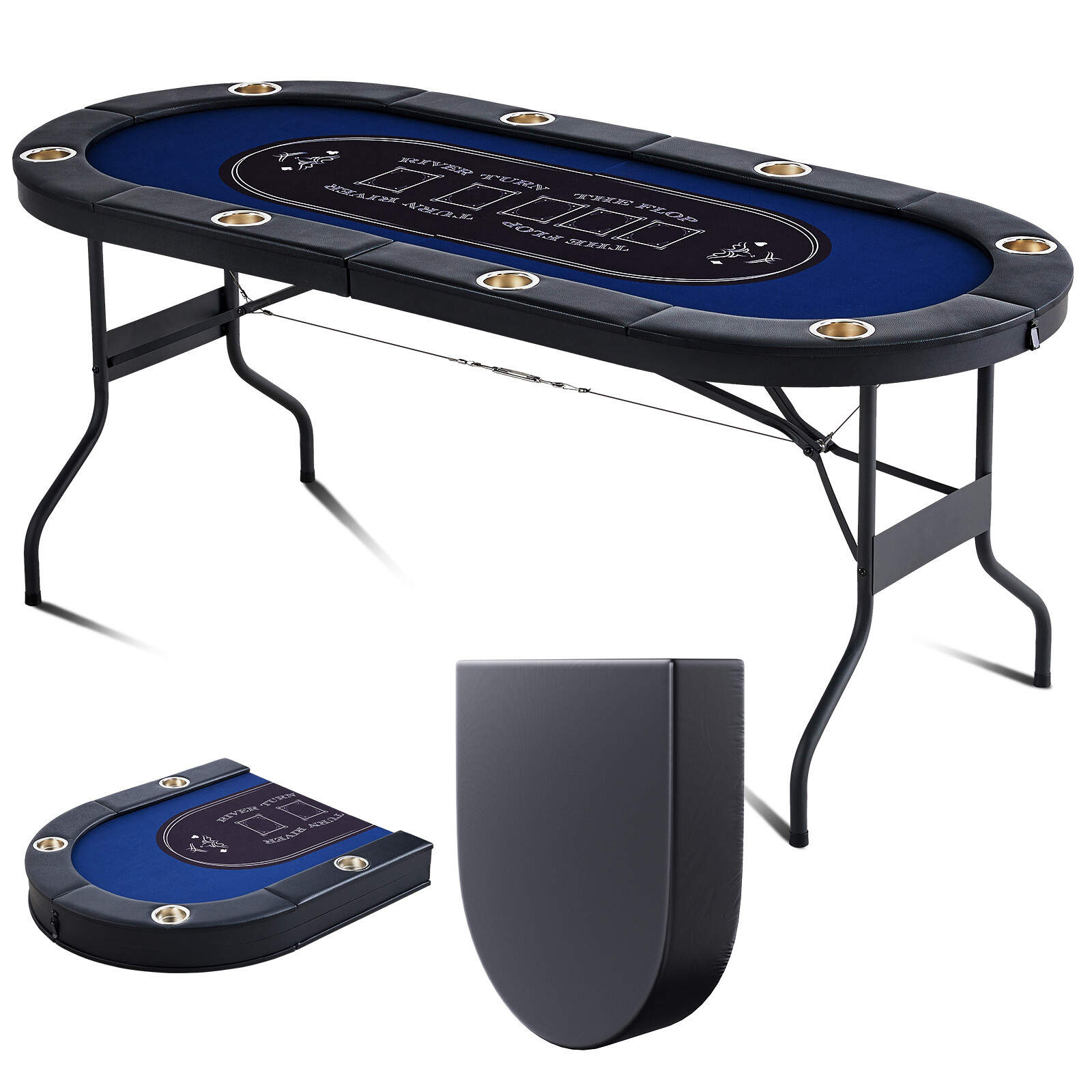 Uimoso 8 Player Oval Foldable Poker Table Casino Blackjack Texa Holdem Table 72\