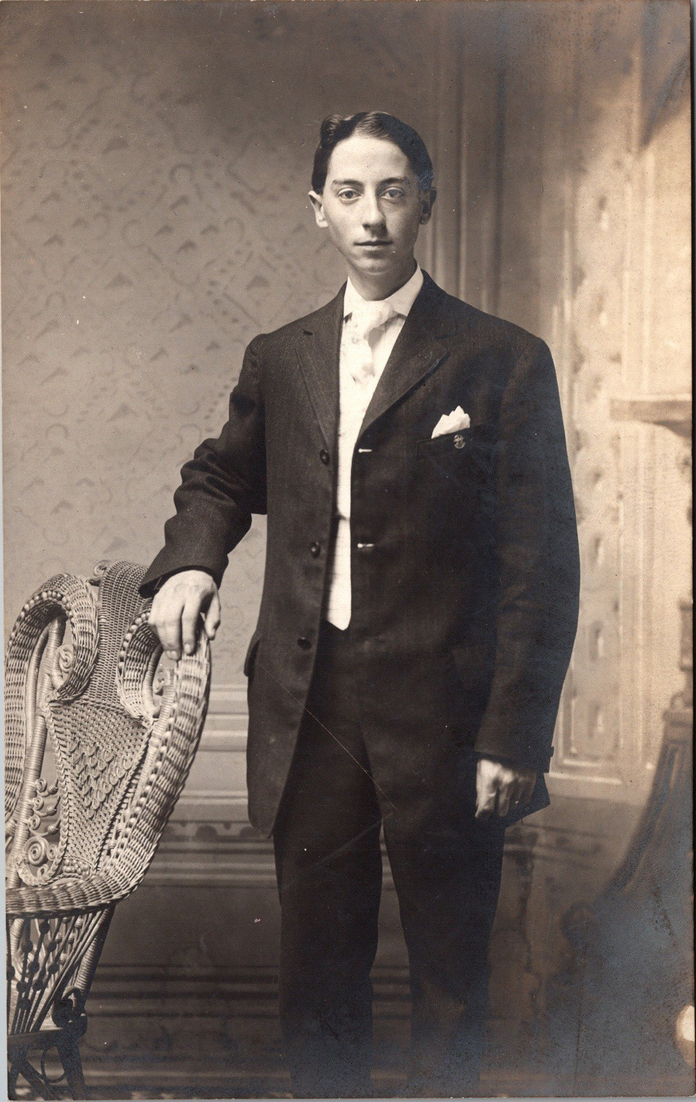 Postcard Real Photo RPPC Young Man in Suit Studio Photo Unposted