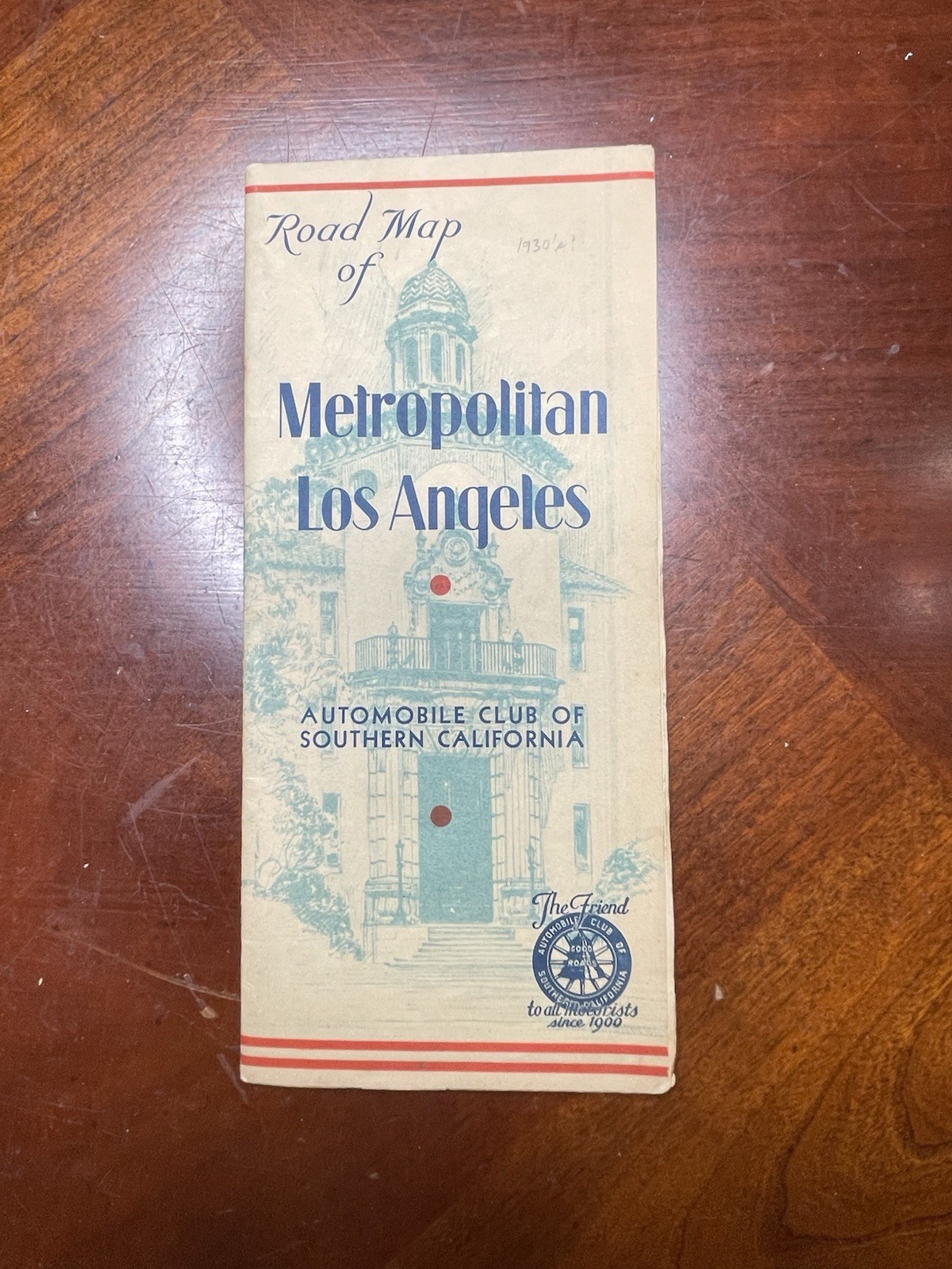 Automobile Club of Southern California ACSC Road Map Los Angeles Circa 1930\'s