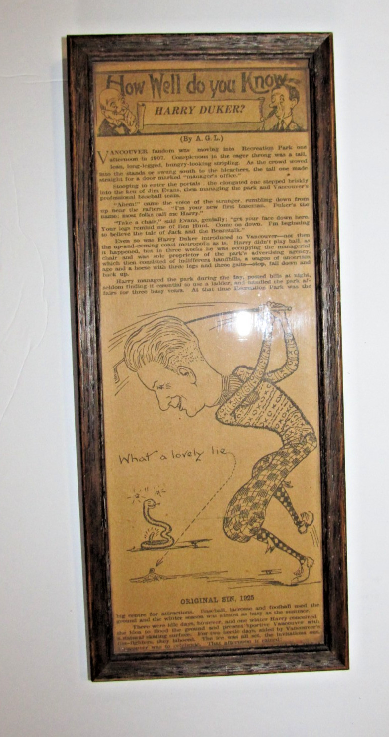 Antique 1925 KODAKS Wood Framed~Vancouver News Paper~Recreation Park Harry Duker