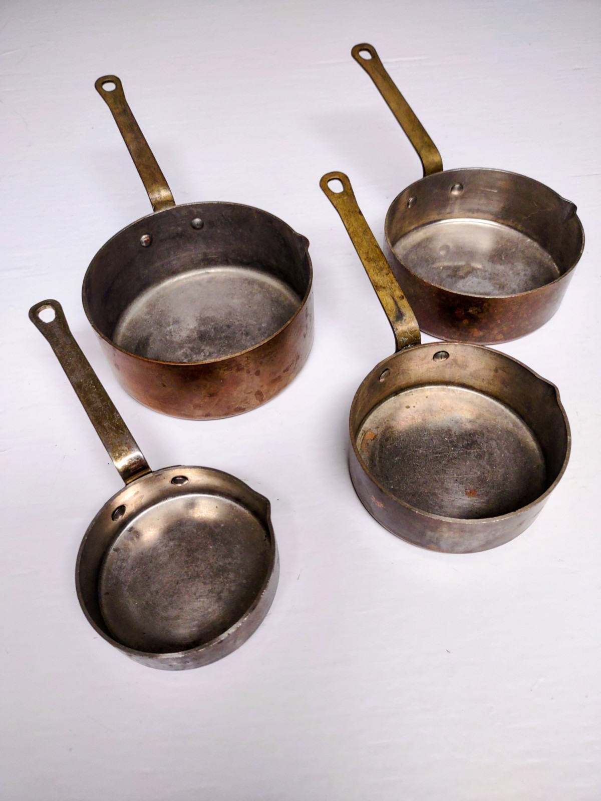 Set of Four Vintage Copper Measuring Cups Clean 1/4 cup -1 cup
