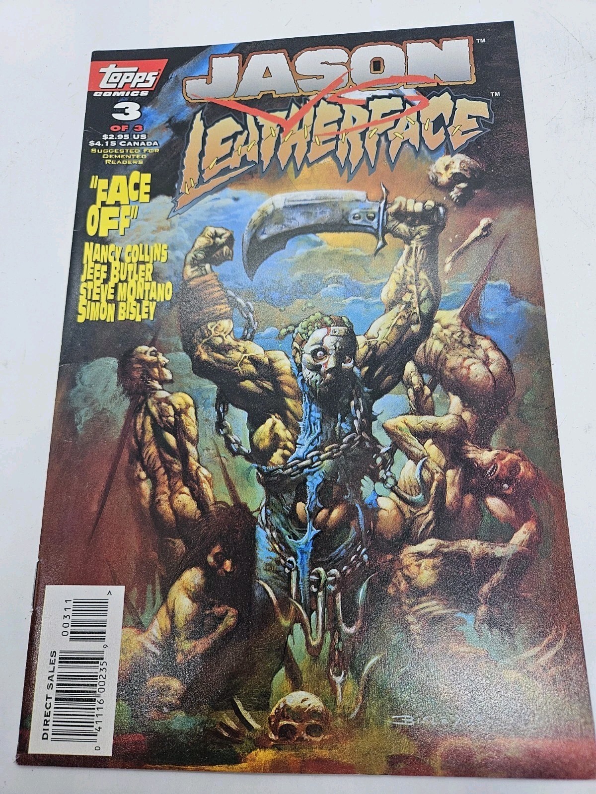 Rare 1995 Topps Comics JASON VS. LEATHERFACE # 3 Horror Comic Book - Clean