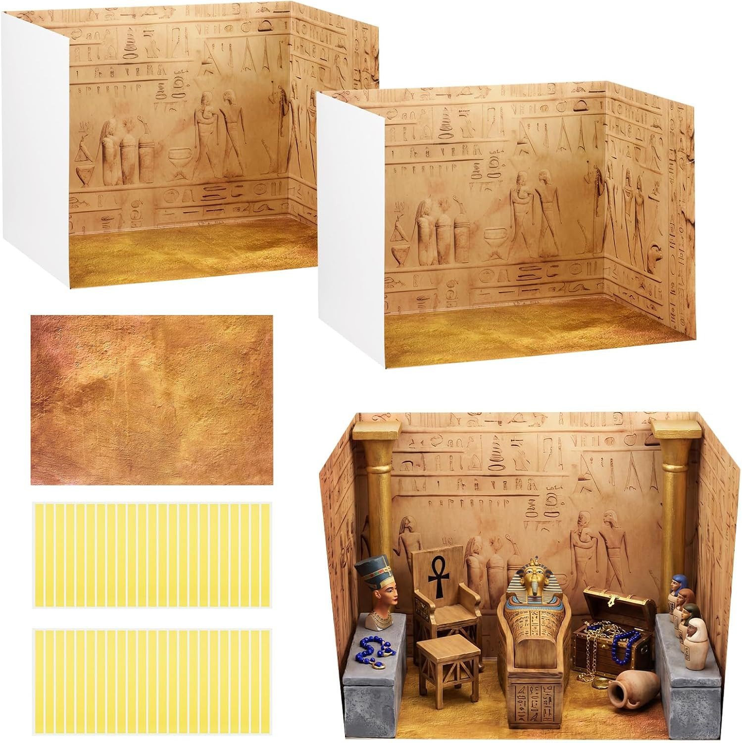 2 Set Egyptian Diorama Box and Sticker Decor, Ancient Egypt Diorama Project Supp