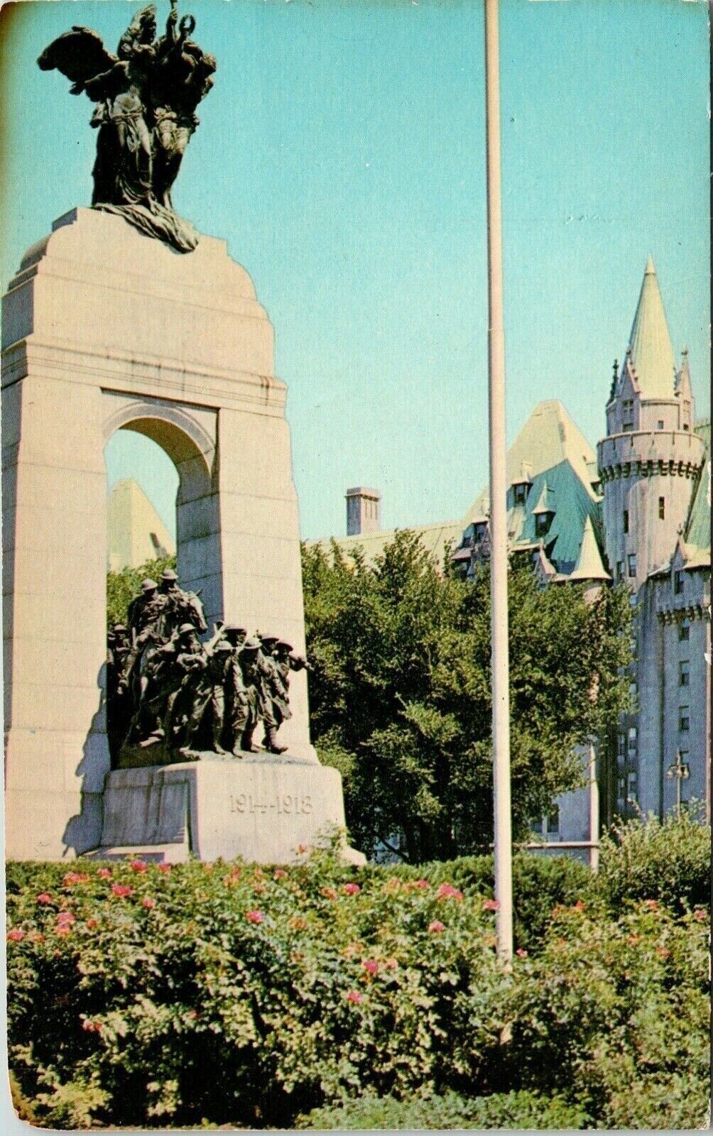 Canadas National War Memorial Chateau Laurier Ottawa Ontario Canada VTG Postcard