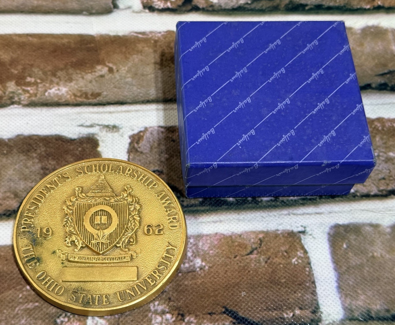 1962 Ohio State University President Scholarship Award-Balfour bronze medallion