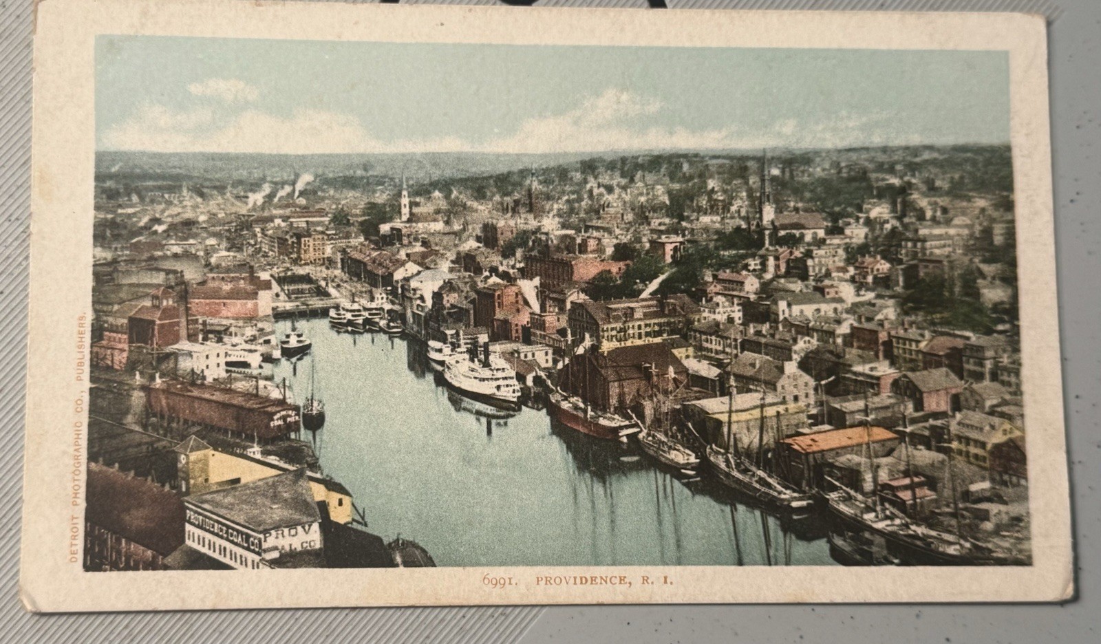RARE VINTAGE UNDIVIDED BACK POSTCARD AERIAL VIEW PROVIDENCE RHODE ISLAND