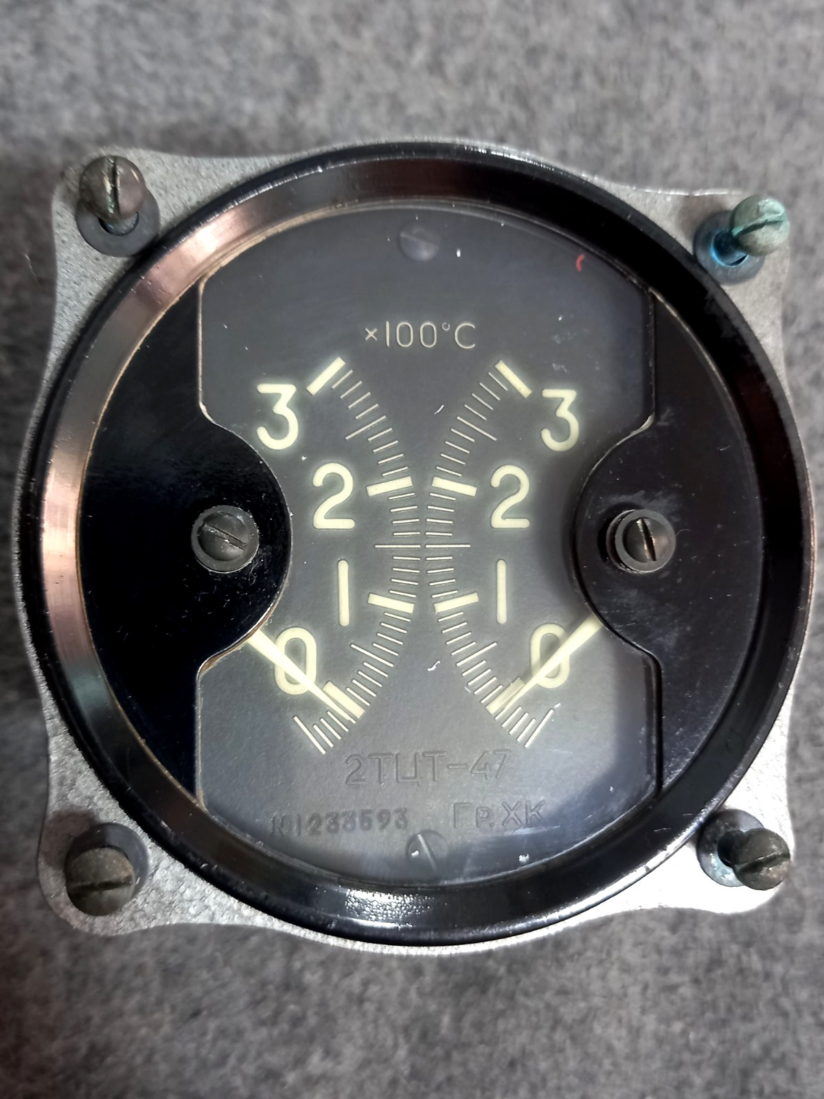 Vintage Soviet USSR Aircraft Cylinder Temperature Gauge 2TCT-47 Aviation Instrum