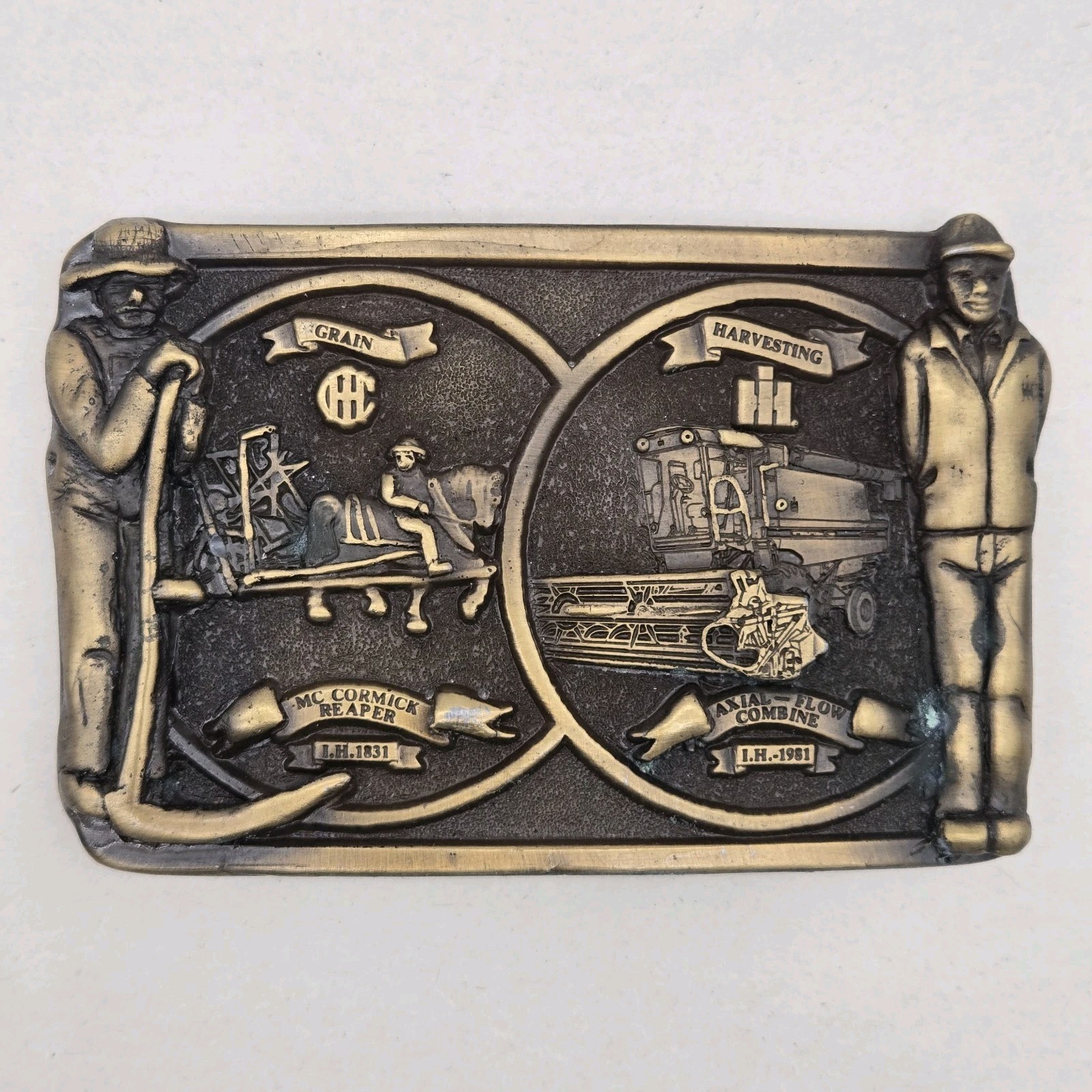 Vtg IH International Harvester McCormick Belt Buckle Reaper Combine 