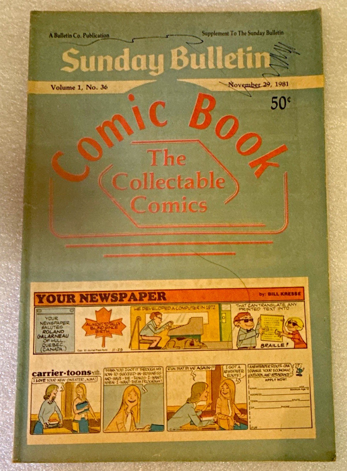 Sunday Bulletin The Collectable Comics Vol 1 #36 (1981) Nancy Kresse/Bushmiller