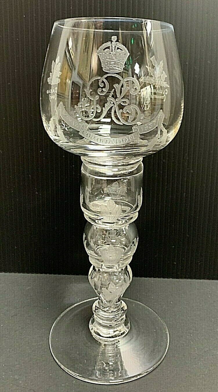 ENGLISH ROYAL CORONATION GOBLET 1937 WITH COIN KING GEORGE VI ENGLISH ROYAL CORONATION GOBLET 1937 WITH COIN KING GEORGE VI