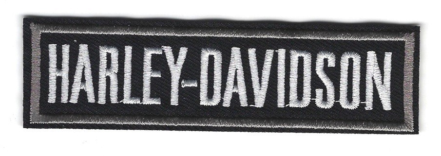 Harley Davidson Script Silver Tone Embroidered Iron On Patch 4.25