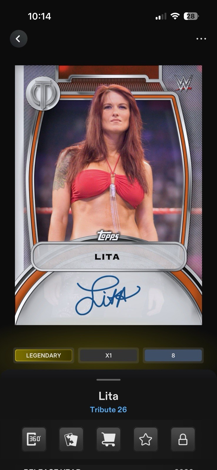 Topps WWE Slam 2026 Tribute Orange Signature Lita - /25