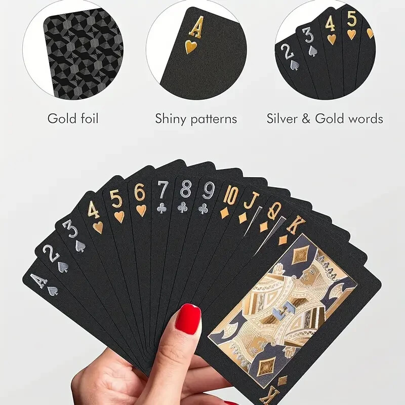 2 Decks Black Poker Playing Cards Plastic Waterproof DURABLE FLEXIBLE BUNDLE