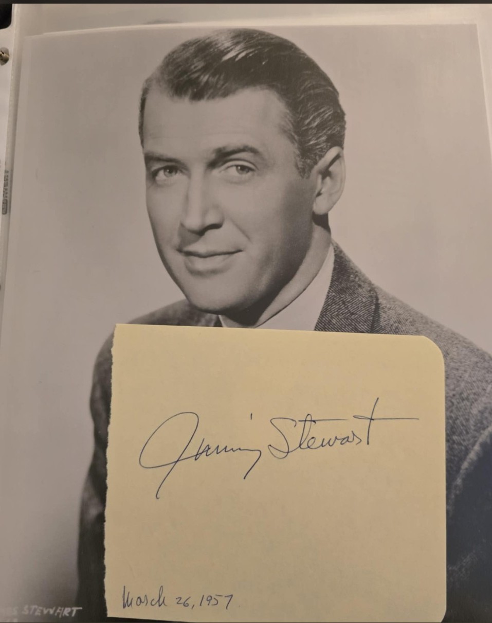 Stunning Vintage 3x5 Signed By Jimmy Stewart with Photo Piece of the past COA