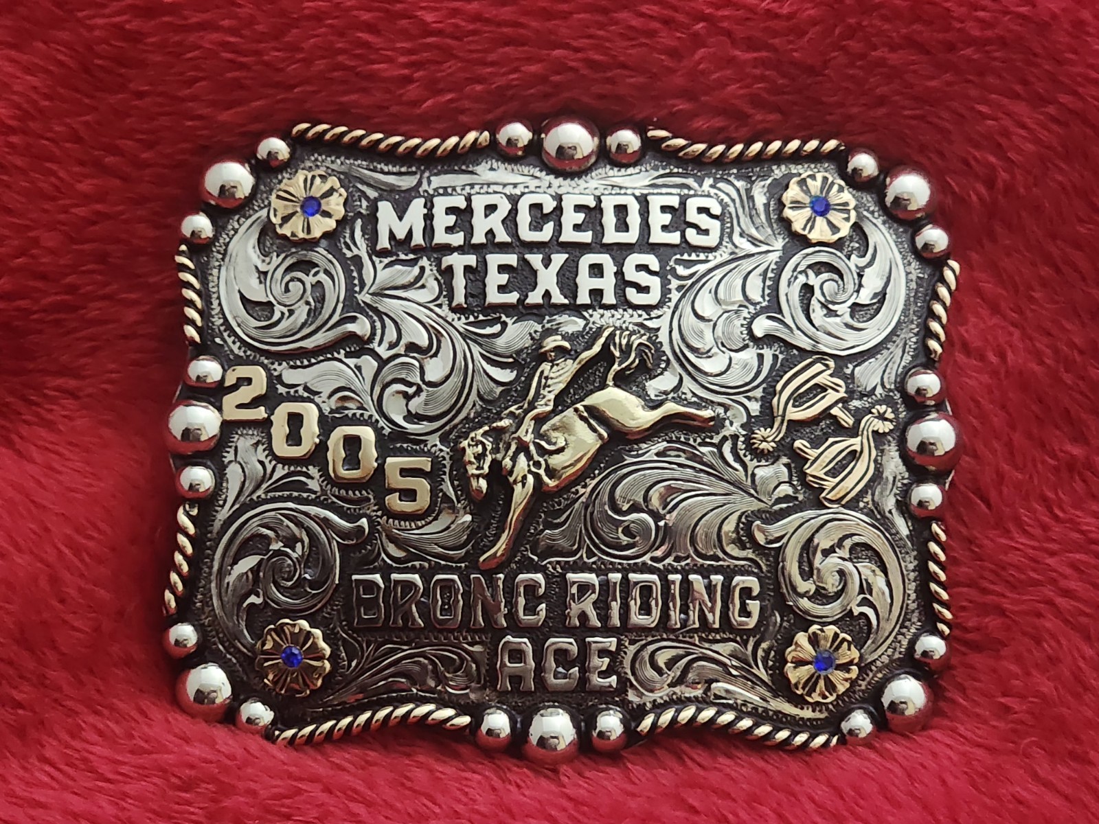 Champion Bronc Riding Trophy Belt Buckle☆Living Dream☆Mercedes Texas☆2005☆R26