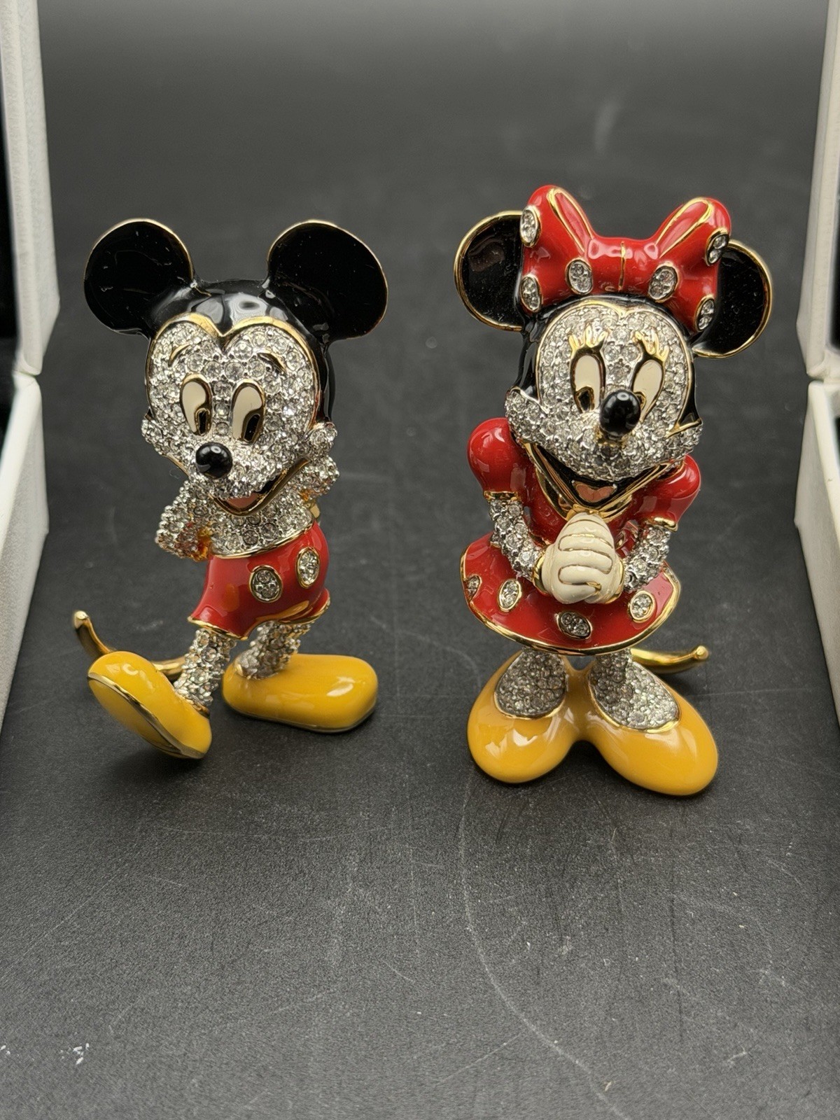 Arribas Disney Mickey & Minnie Mouse Figurines Swarovski Components w/ COAs
