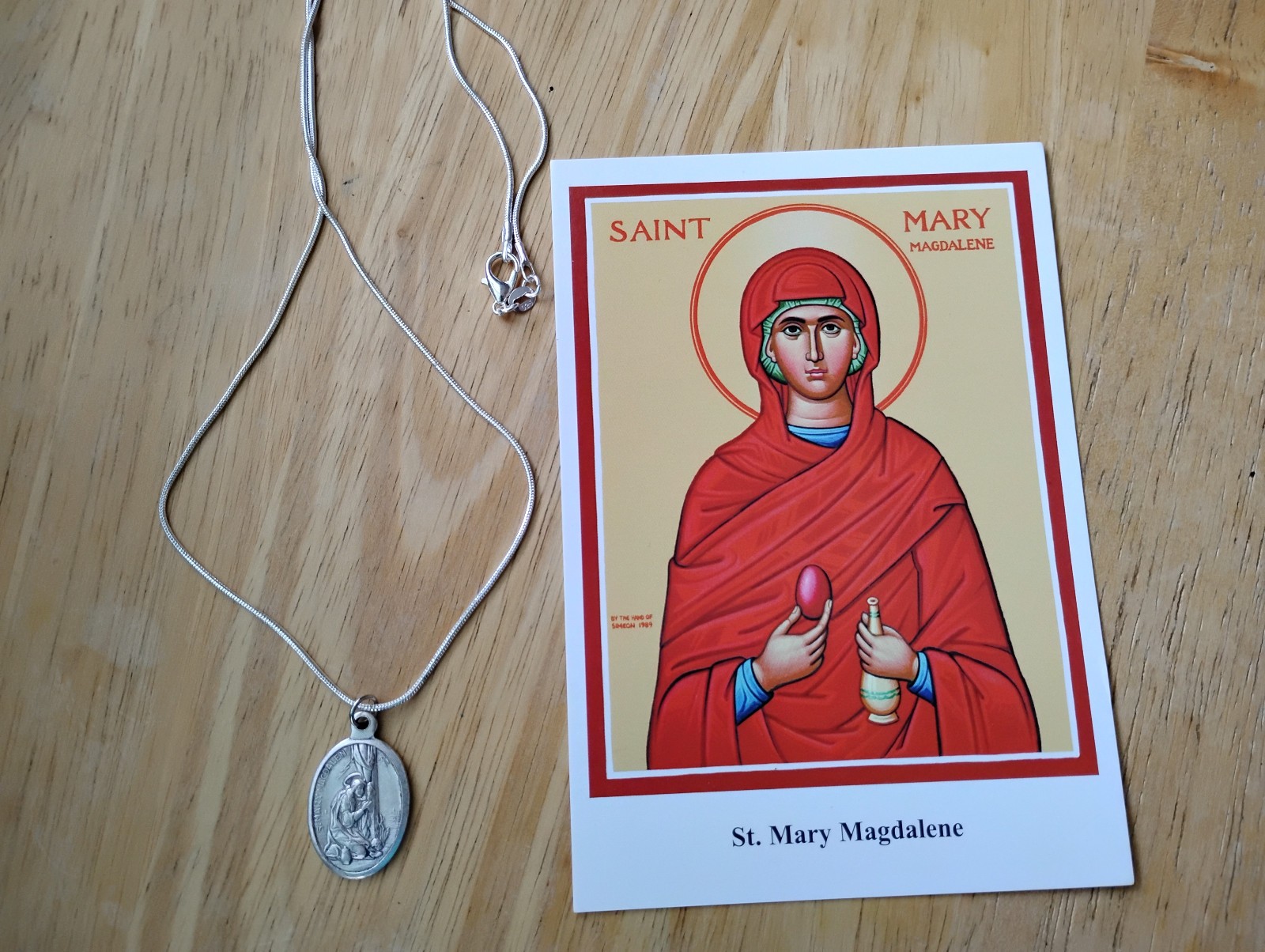 St Mary Magdalene Medal Necklace 925 sterling silver chain 20
