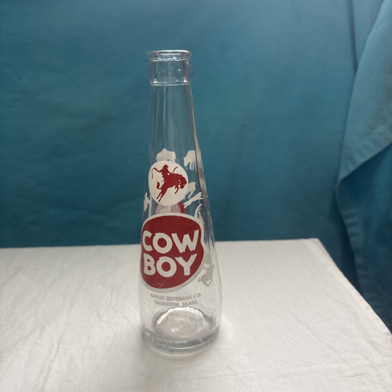 Cow Boy Soda Pop Bottle 6 oz Vintage Clear These Are Uncommon