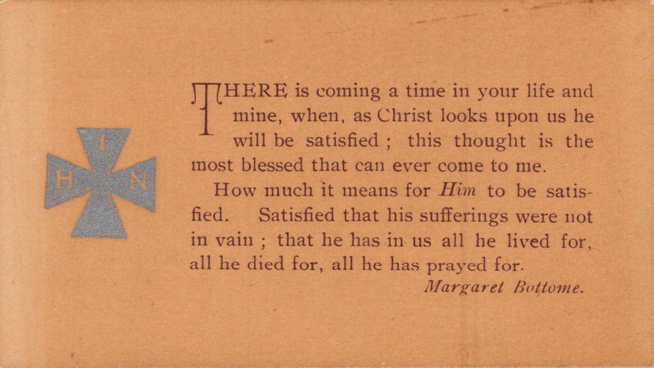 King\'s Daughters & Sons Margaret Bottome In His Name Card c1900 Religious