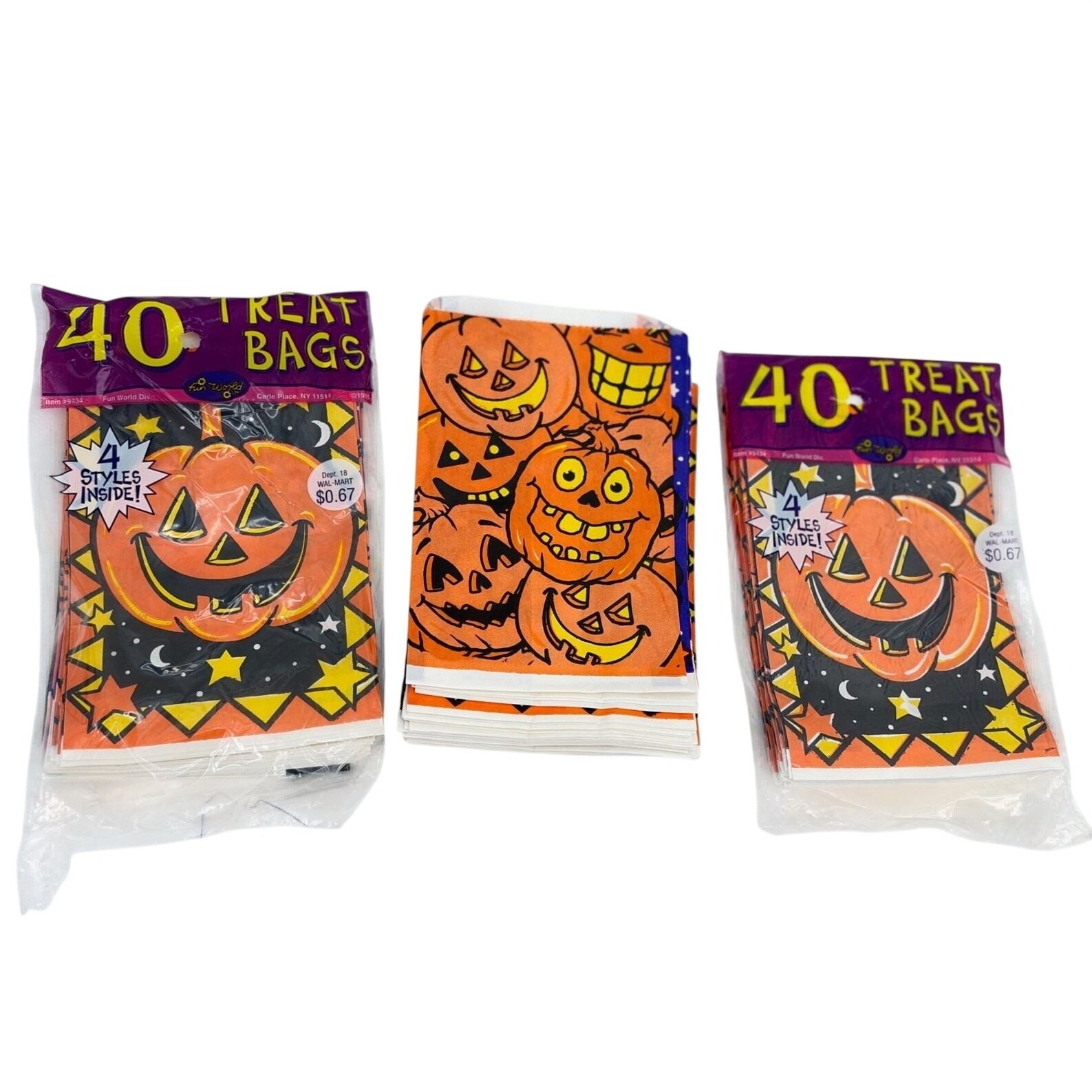 Vtg Halloween Paper Treat Bags 2 NOS Unopened Packs Of 40 & 20 Loose= 100 Total