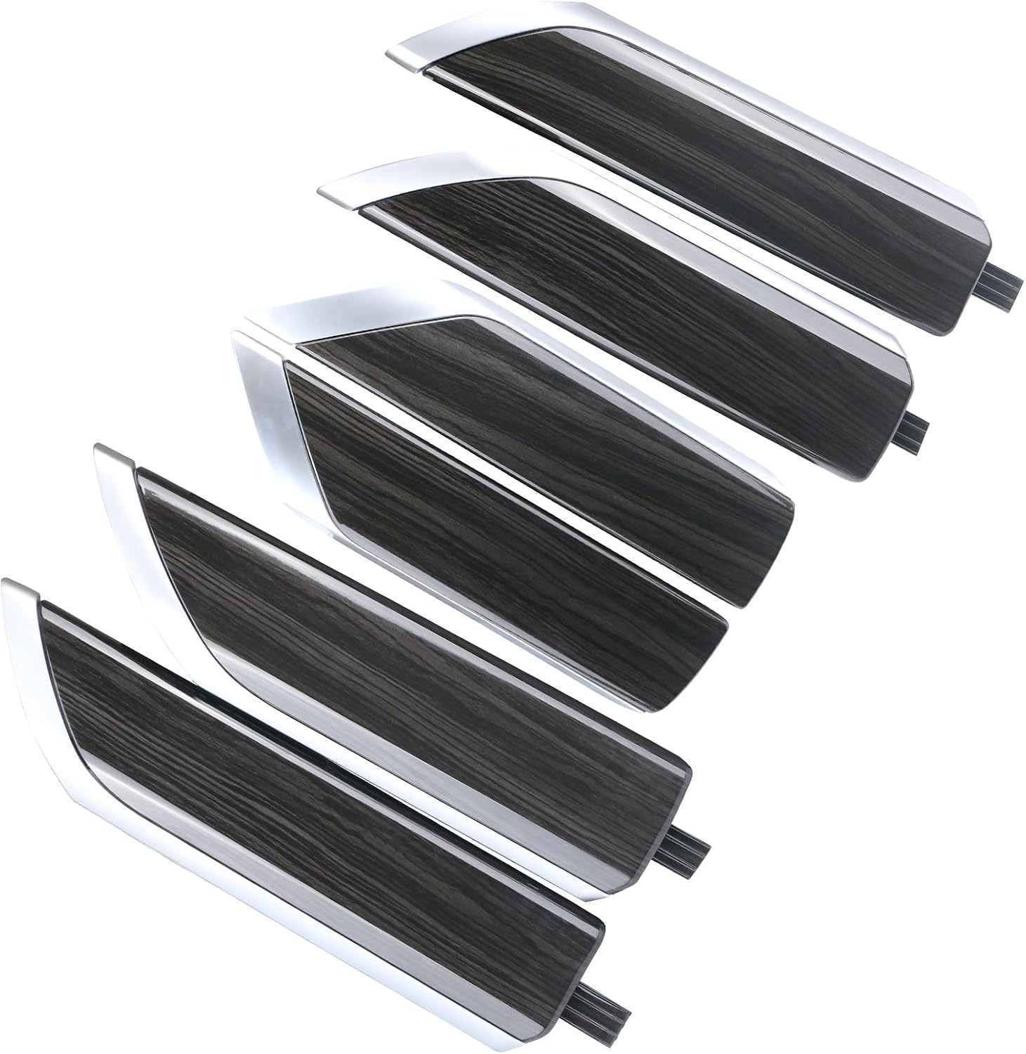 Door Trim Molding Kit Black Wood Grain 6Pcs for Interior Door Panel & Center Con