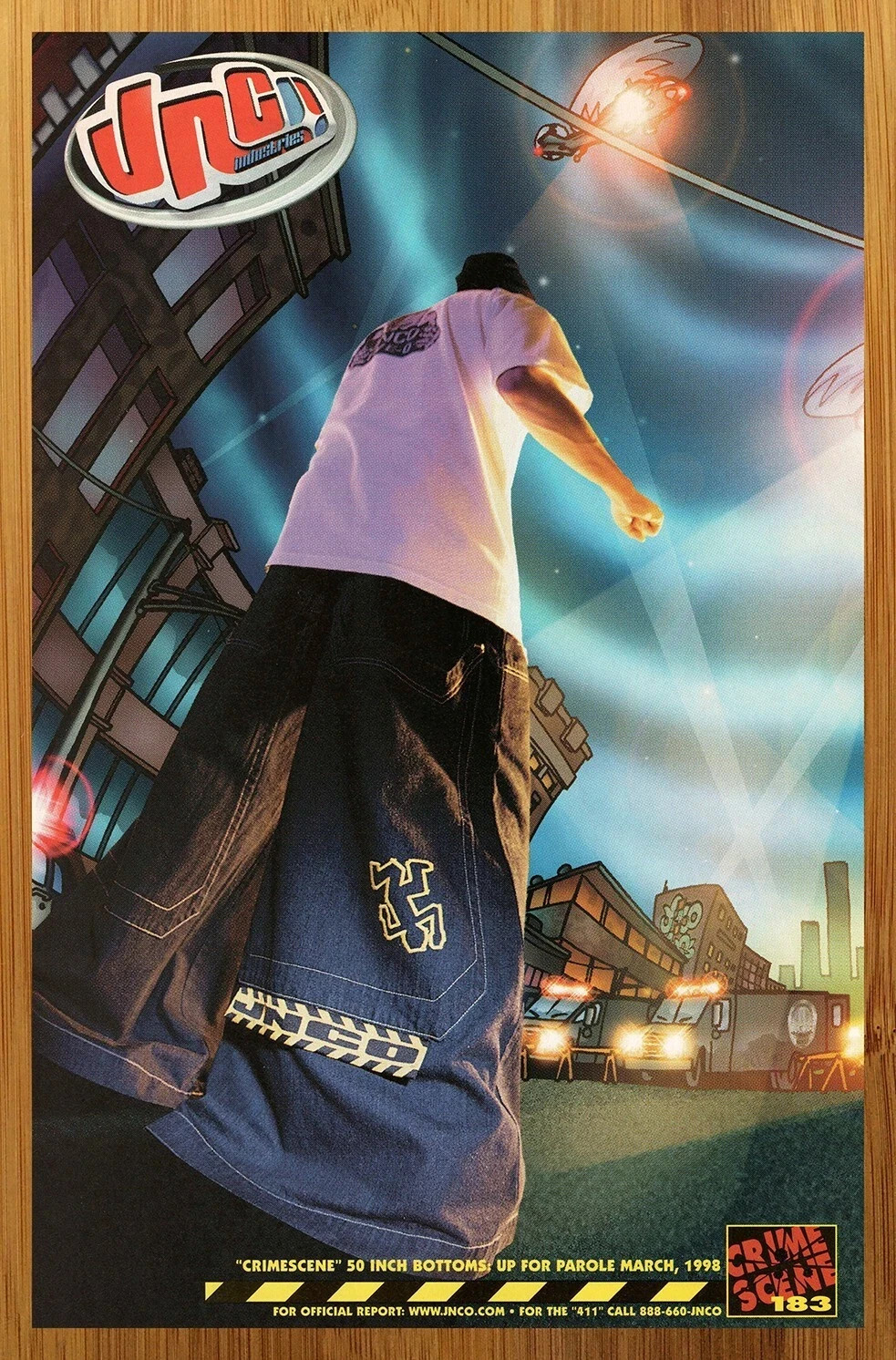 1998 JNCO Clothing Vintage Print AdPoster Crime Scene Jeans Skateboarding FRAMED