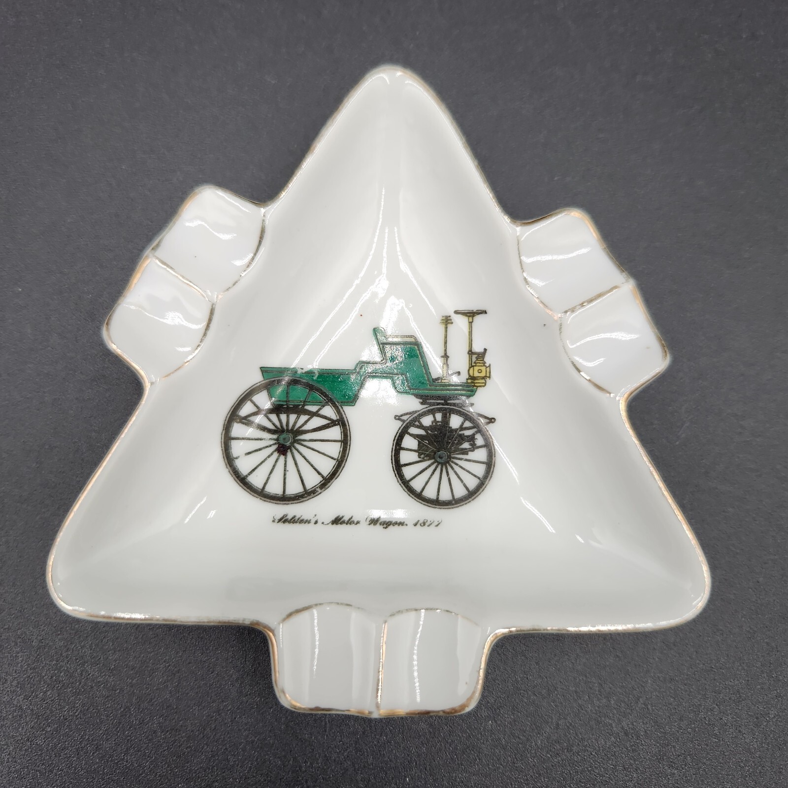 Vintage Lefton China Ashtray Selden\'s Motor Wagon 1877