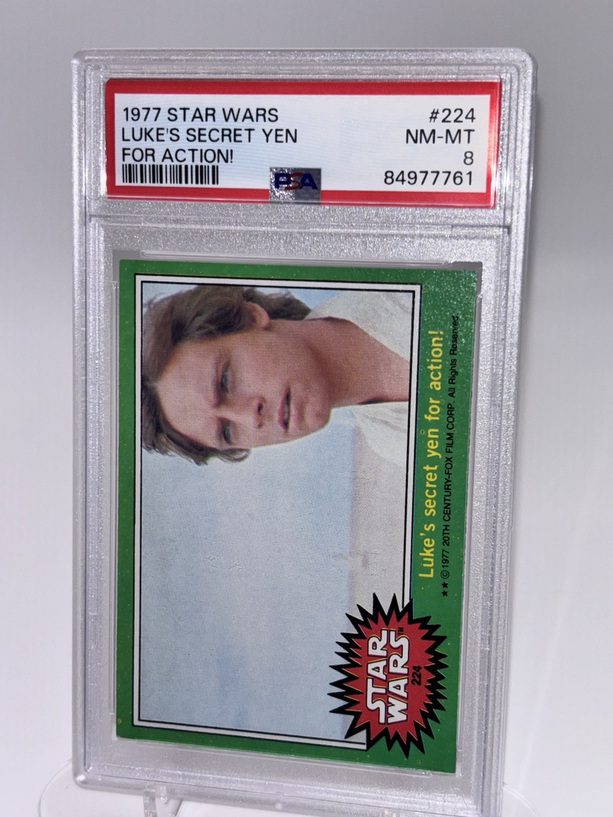 Topps 1977 Star Wars Card #224 Lukes Secret Yen For Action NM PSA 8 Mark Hamill