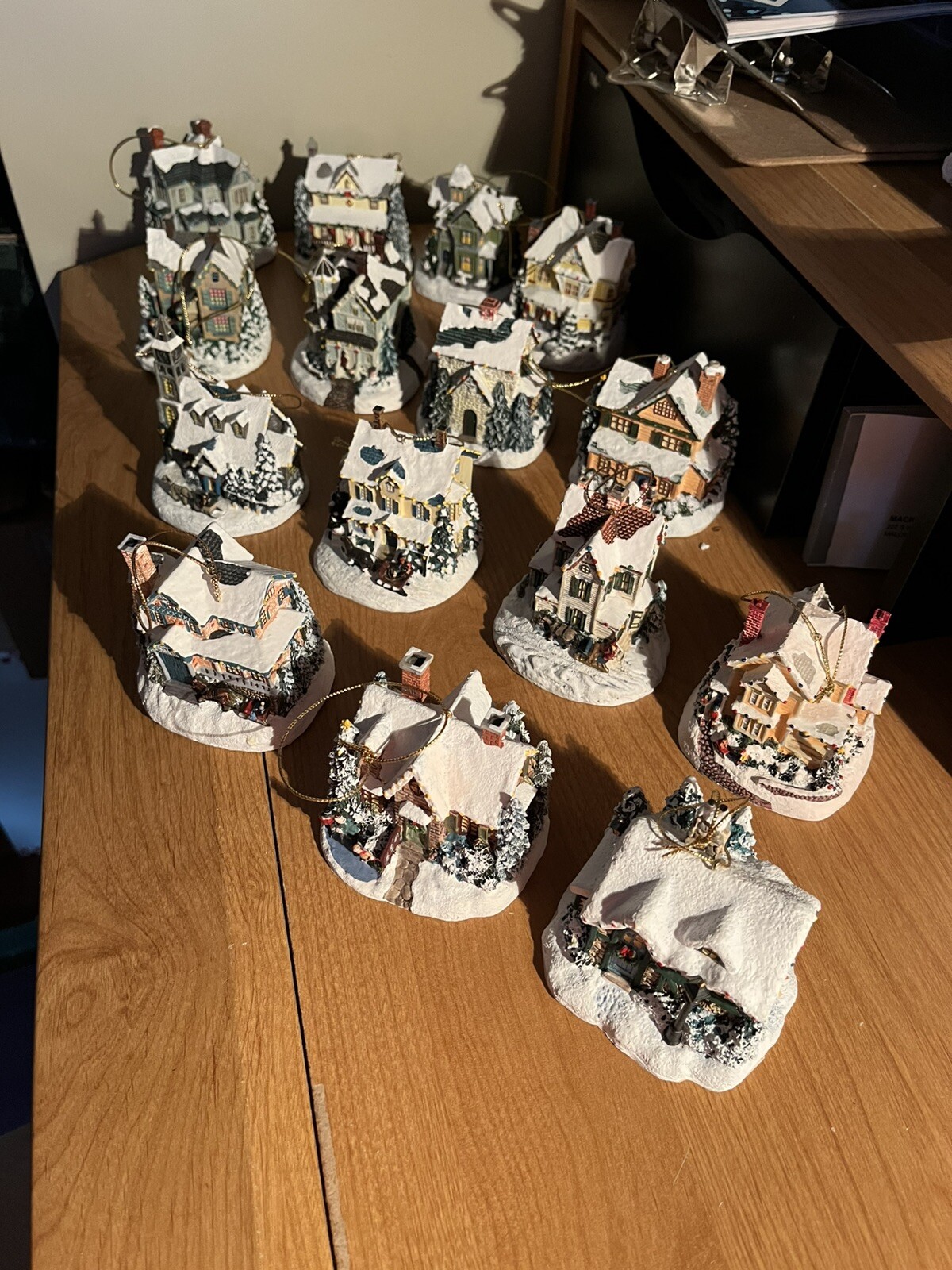 BRADFORD EDITION THOMAS KINCAID WINTER MEMORIES ORNAMENT COLLECTION LOT OF 15