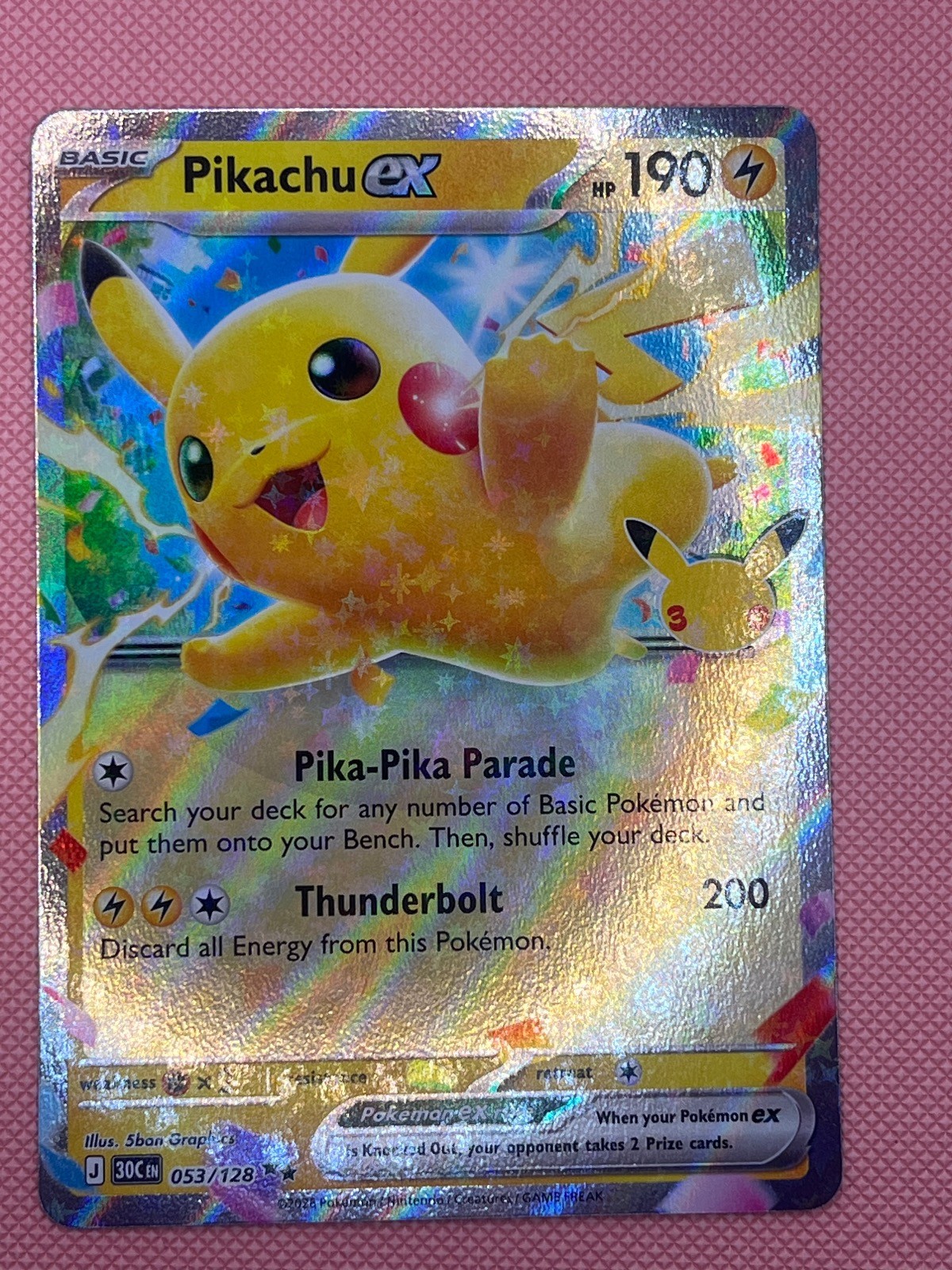 Pikachu ex 053/128 Holo Ultra Rare ME: 30th Celebration Pokemon Near Mint