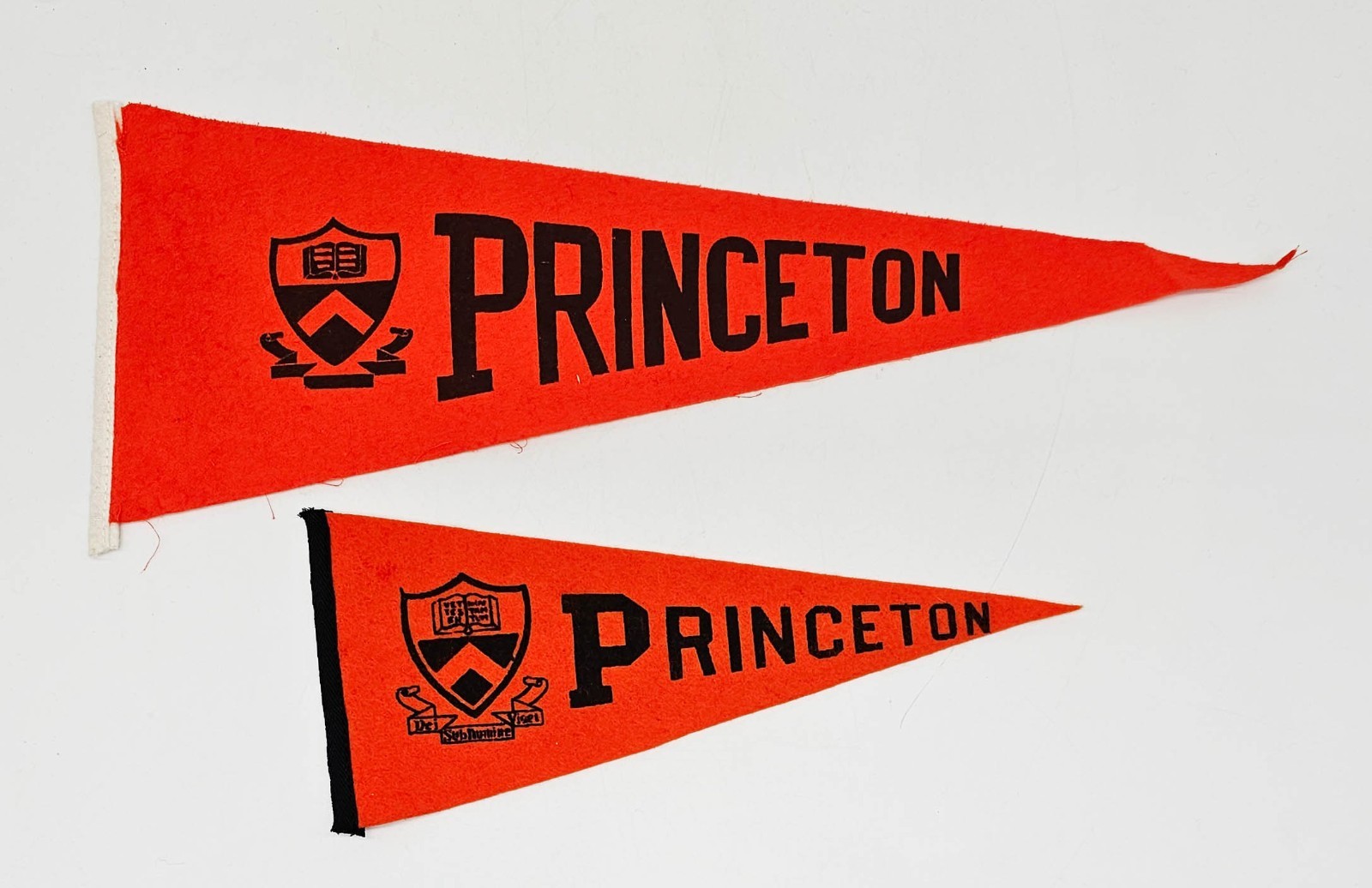 Princeton Univ Felted Pennant Flags Lot of 2 Vintage Ivy College Dorm Banners