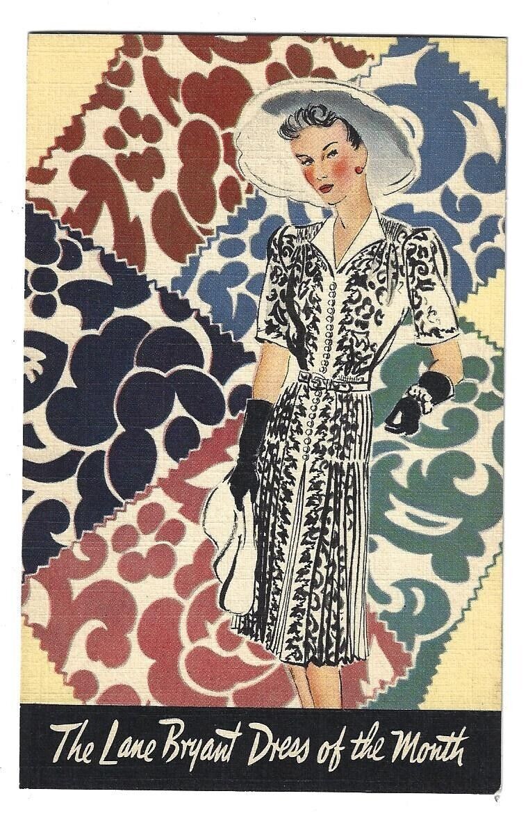 Lane Bryant Fashion Dress Rare Curt Teich Sample 1942 Linen Postcard New York