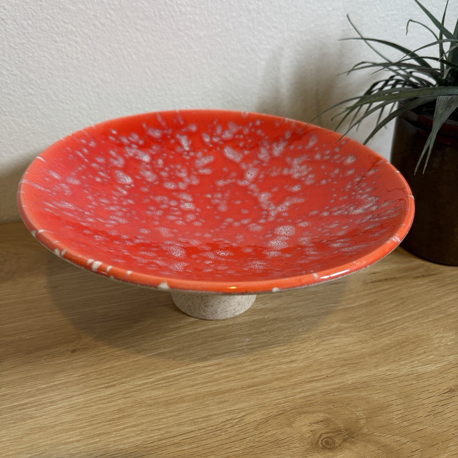 Vintage 1960s Jaru California MCM Red Lava Pedestal Bowl Centerpiece