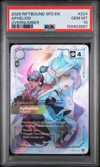 2026 RIFTBOUND SFD-SPIRITFORGED OVERNUMBER #224 APHELIOS - EXALTED PSA 10 EN 2026 RIFTBOUND SFD-SPIRITFORGED OVERNUMBER #224 APHELIOS - EXALTED PSA 10 EN