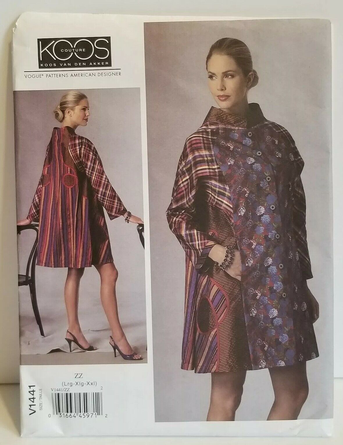 Vogue V1441 Designer Koos Van Den Akker Loose Fitting Coat Applique Sew Pattern