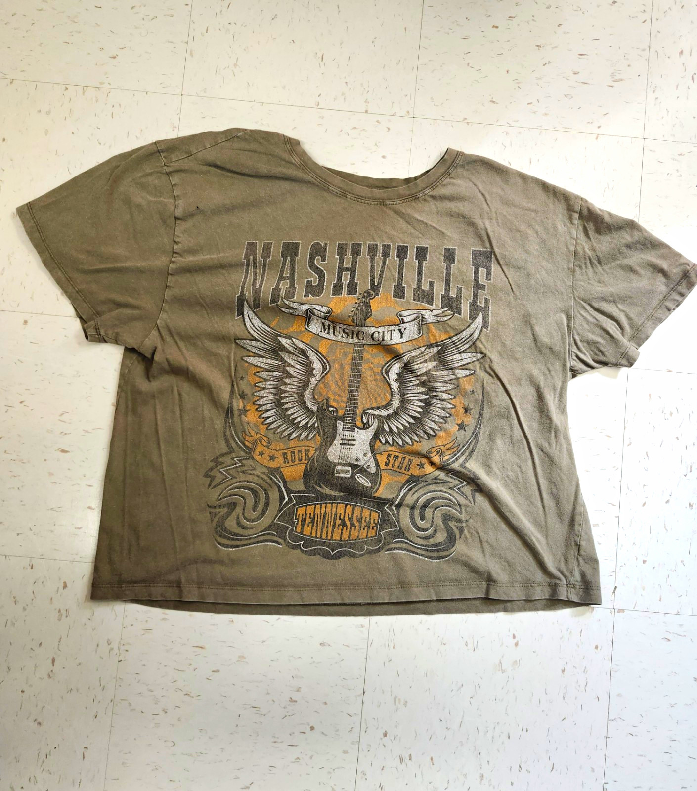 Inspired Culture Women’s Plus 3X Gray Crew Neck Music City Graphic Tee Cotton