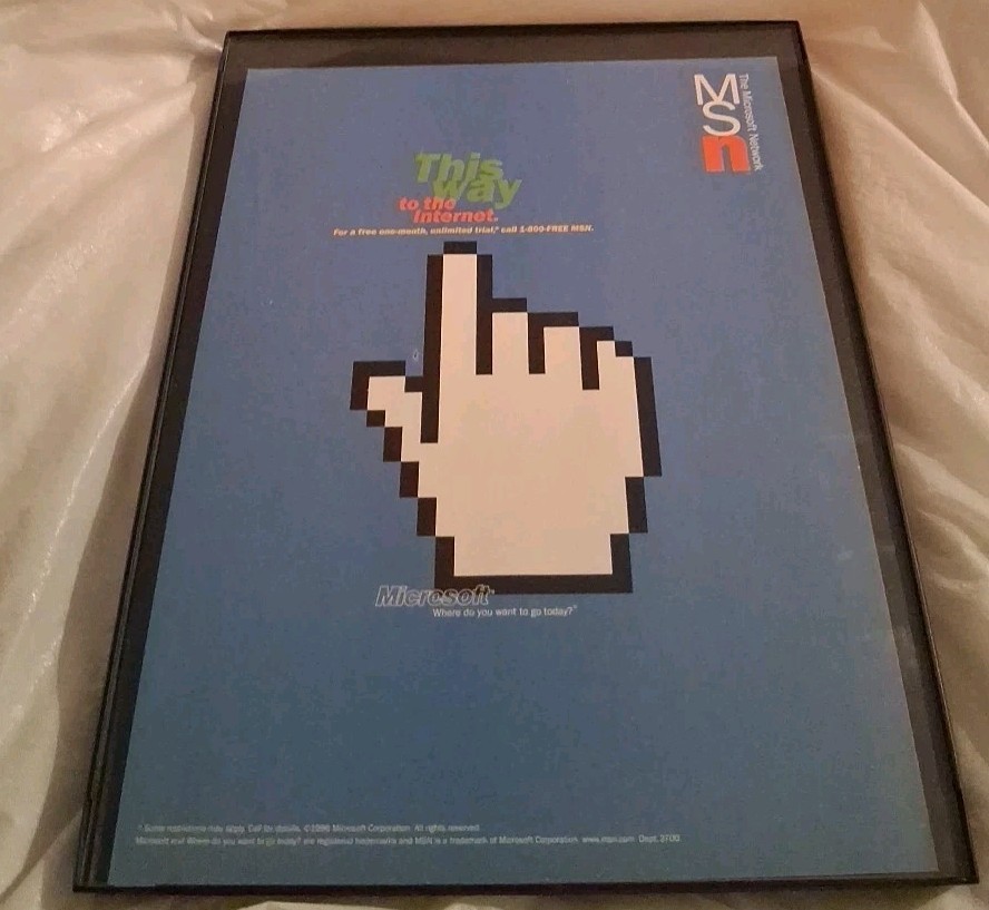MSN The Microsoft Network Framed Print Ad 1996 8.5x11