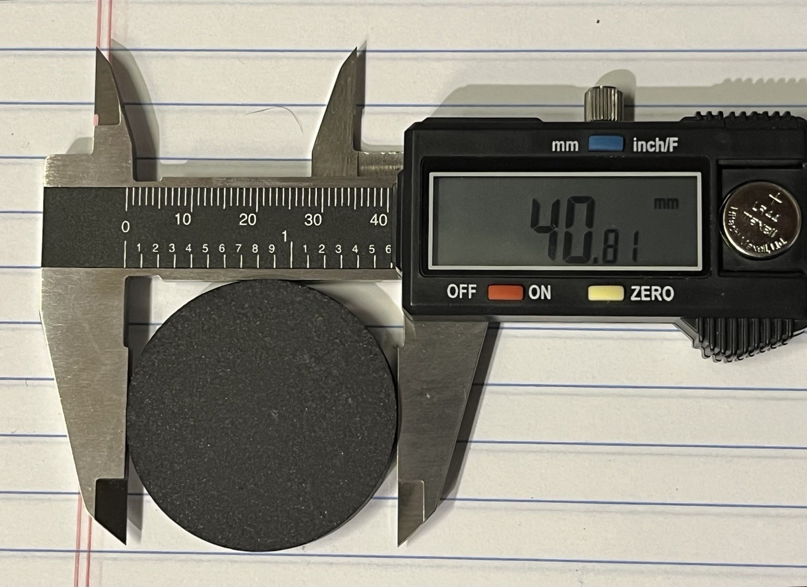 ~40g YBCO Superconductor Puck. 40mm Diameter, 7.7mm Thickness. YBa2Cu4O7-x