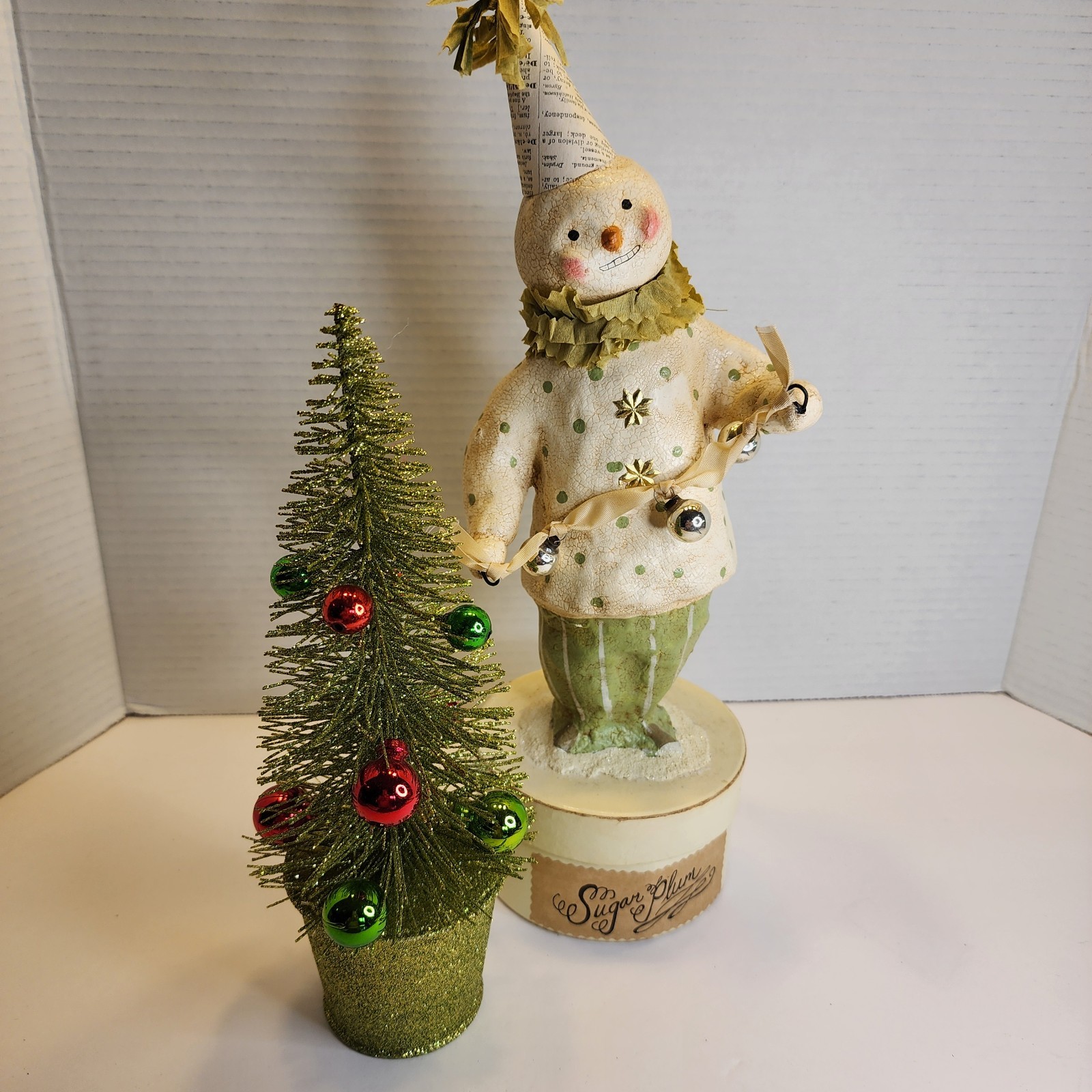 Nicol Sayre Vintage Style Sugar Plum SNOWMAN Clown With CHRISTMAS TREE 🎄 